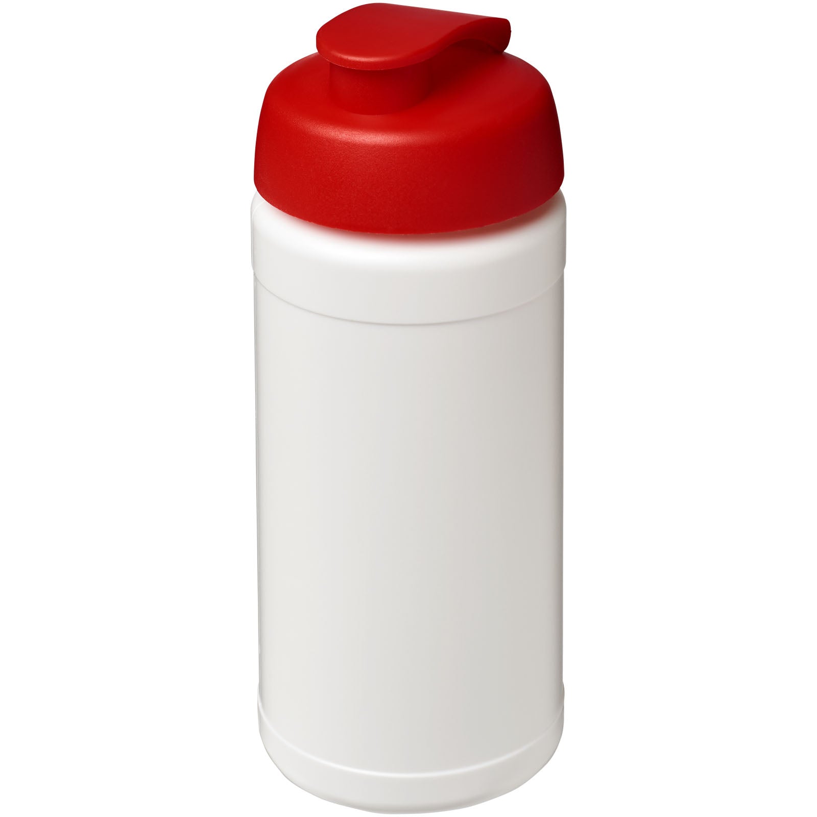 Baseline 500 ml recycelte Sportflasche mit Klappdeckel – Weiss und Rot