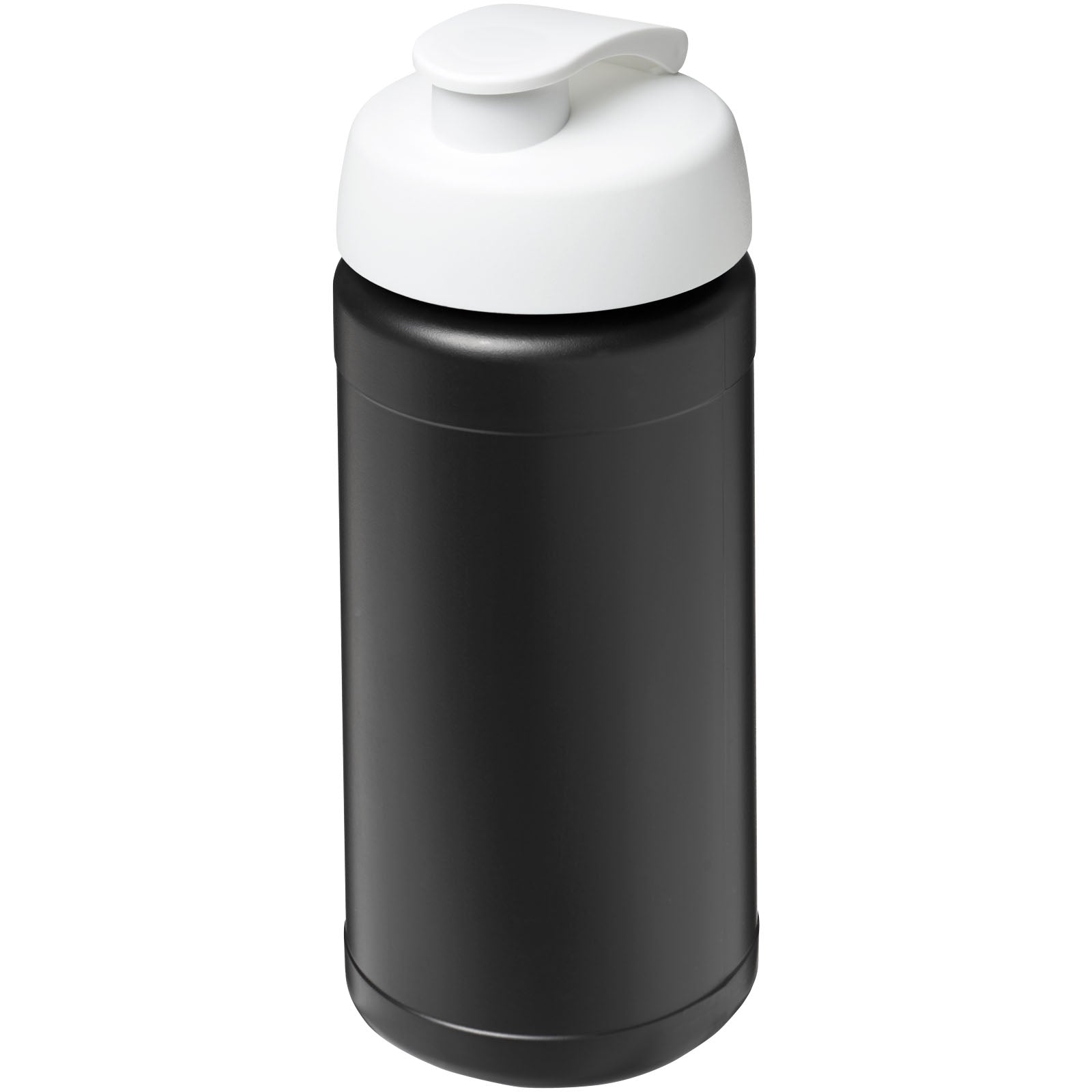 Baseline 500 ml recycelte Sportflasche mit Klappdeckel – Schwarz und Weiss