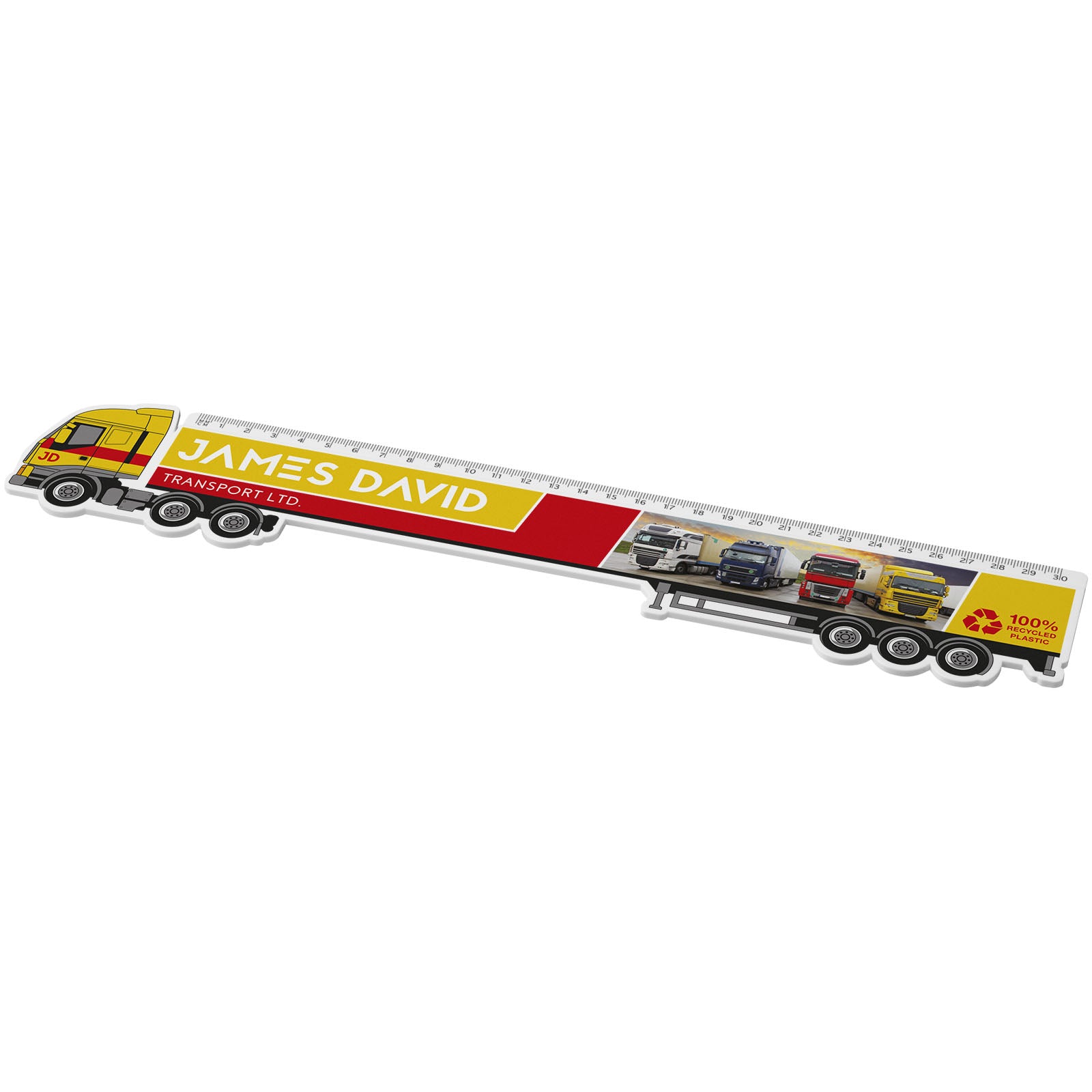 Tait 30 cm LKW-förmiges Lineal aus Recycling-Kunststoff – Weiss