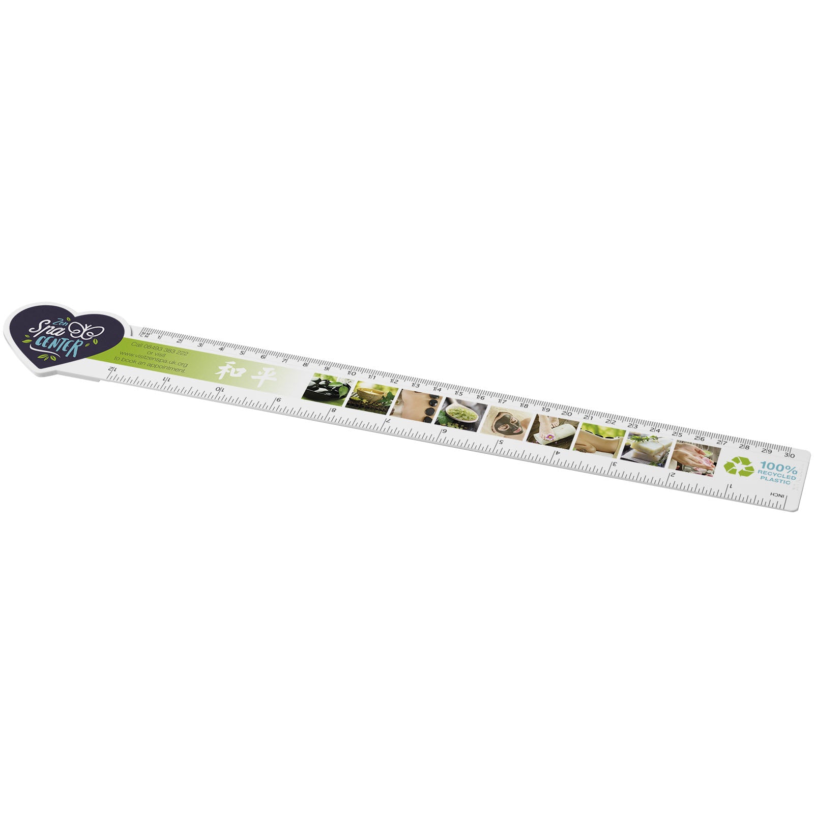 Tait 30 cm herzförmiges Lineal aus Recycling-Kunststoff – Weiss