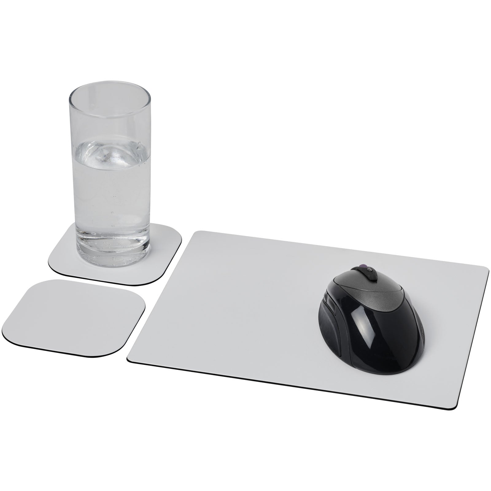 Brite-Mat® Mousepad- und Untersetzer-Set 3 – Schwarz