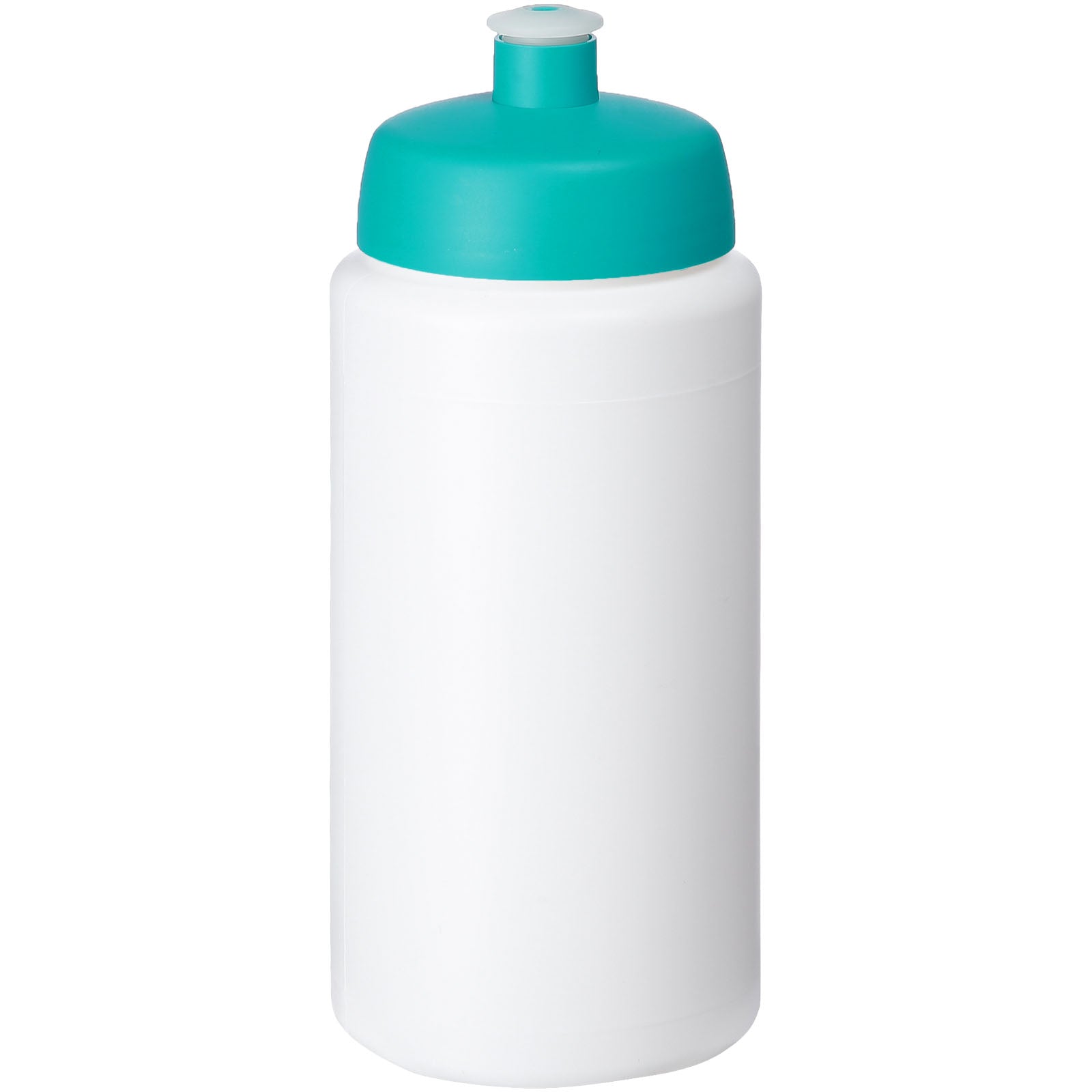 Baseline® Plus grip 500 ml Sportflasche mit Sportdeckel – Weiss und Aquablau