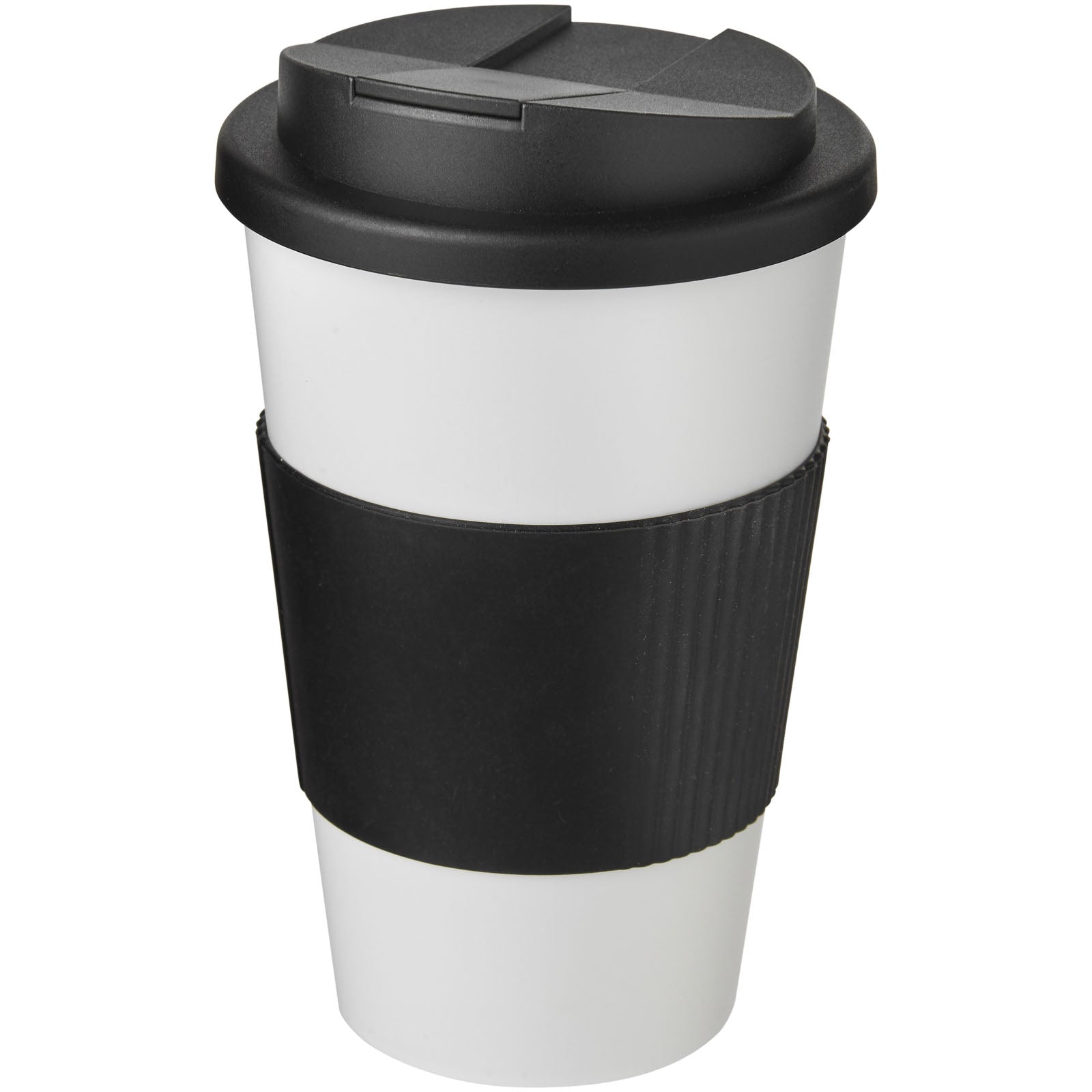 Americano® 350 ml Isolierbecher mit Schutzring & auslaufsicherem Schraubverschluss – Weiss und Schwarz