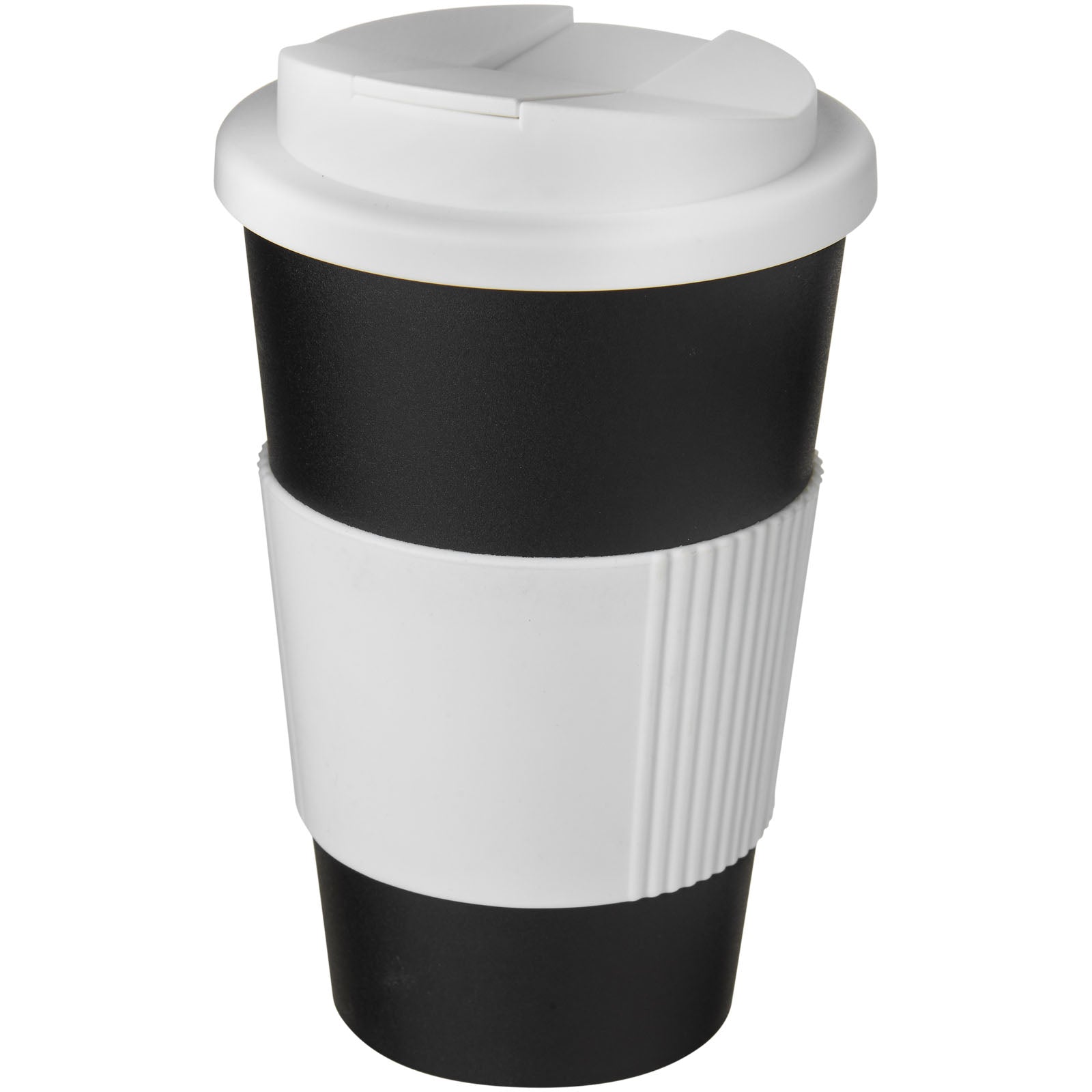 Americano® 350 ml Isolierbecher mit Schutzring & auslaufsicherem Schraubverschluss – Schwarz und Weiss