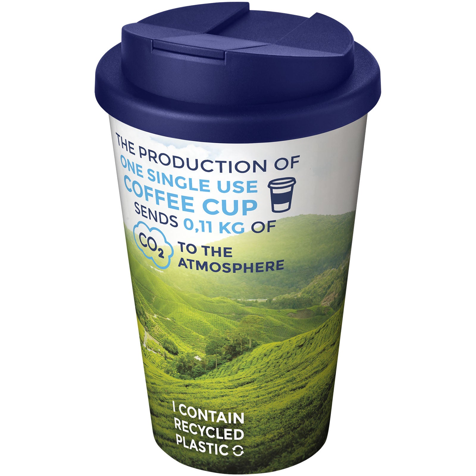 Brite-Americano® 350 ml Isolierbecher mit auslaufsicherem Schraubverschluss – Weiss und Blau