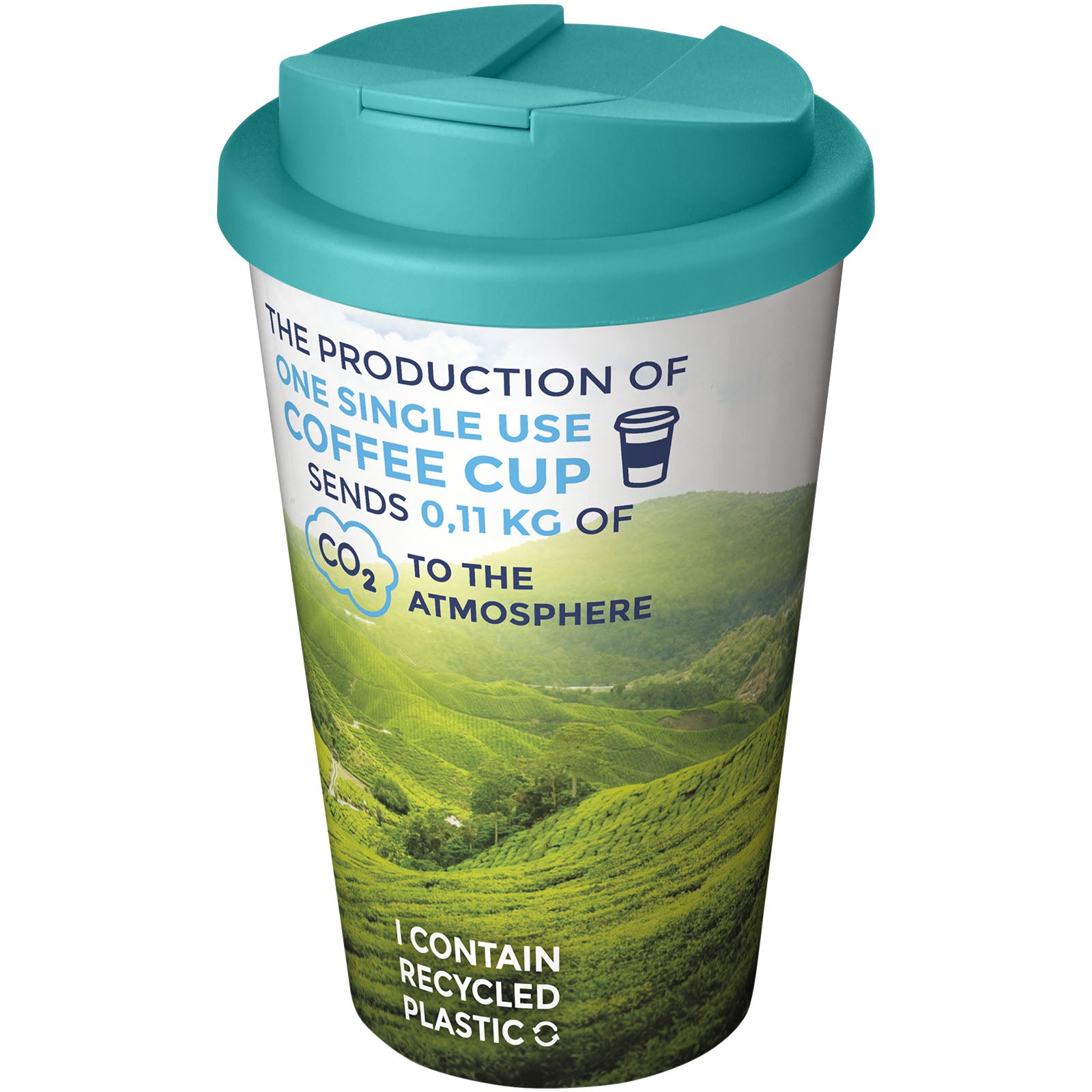 Brite-Americano® 350 ml Isolierbecher mit auslaufsicherem Schraubverschluss – Weiss und Aquablau