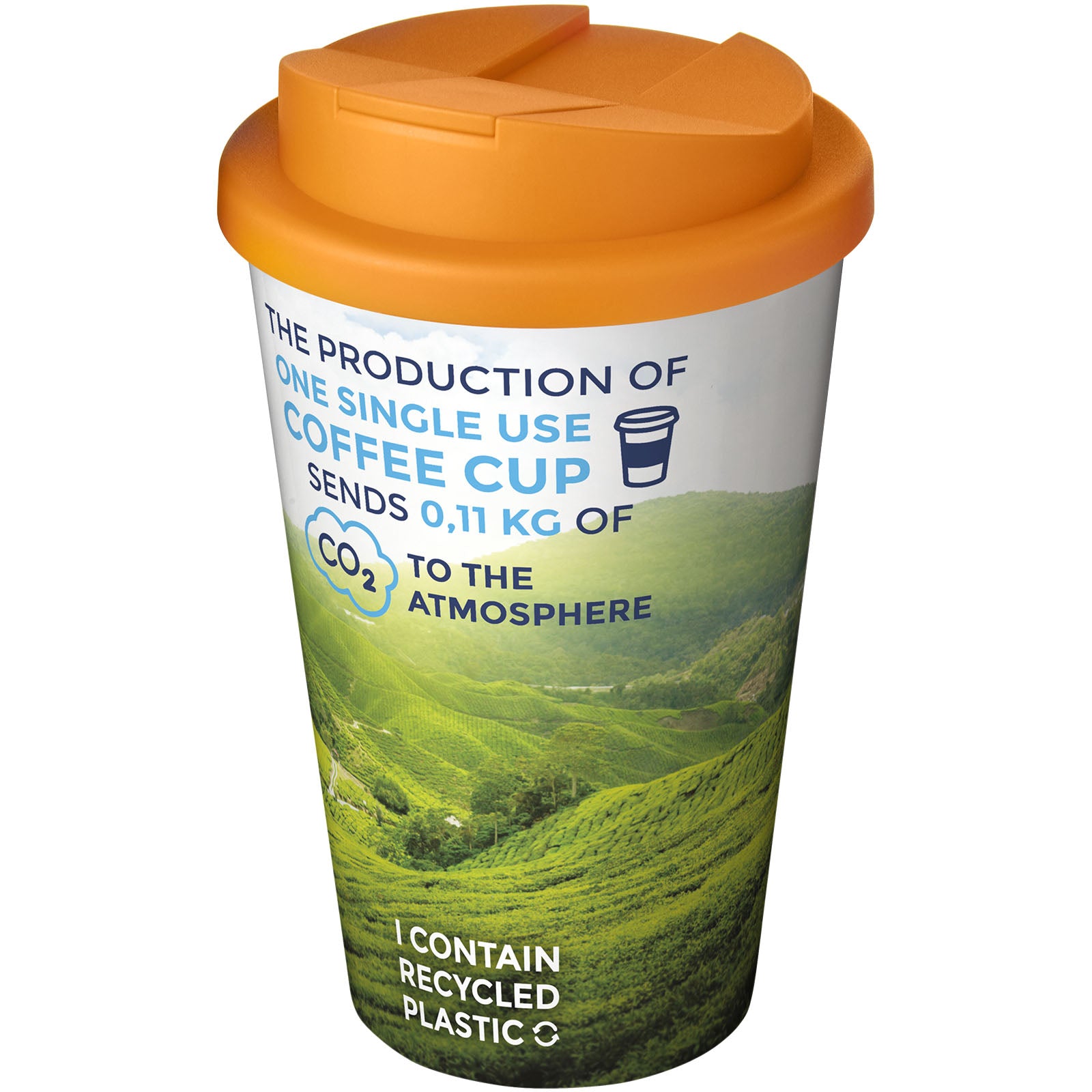 Brite-Americano® 350 ml Isolierbecher mit auslaufsicherem Schraubverschluss – Weiss und Orange