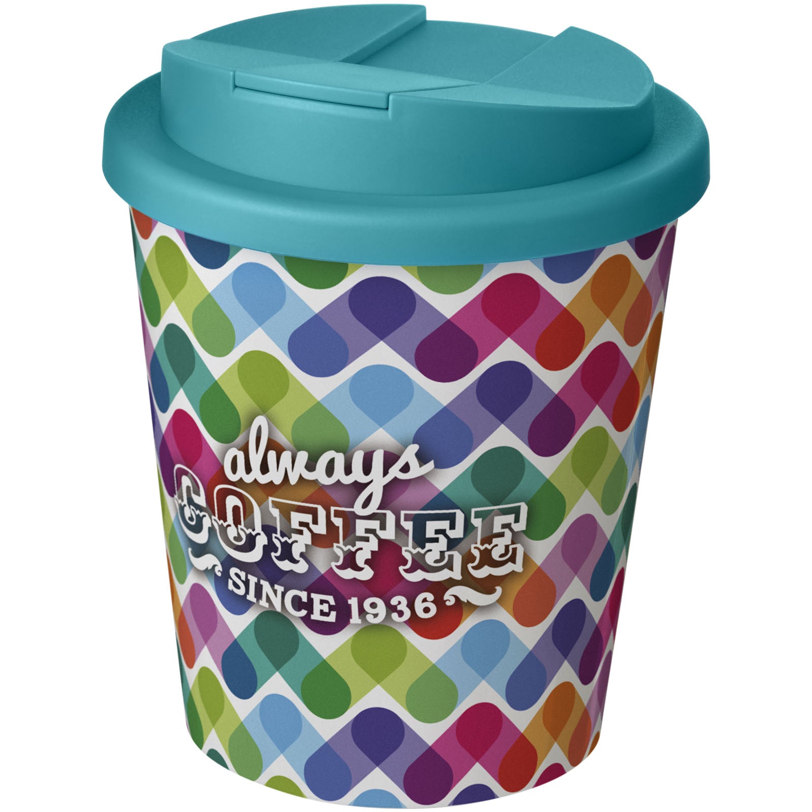 Brite-Americano® Espresso 250 ml Isolierbecher mit auslaufsicherem Schraubverschluss – Weiss und Aquablau