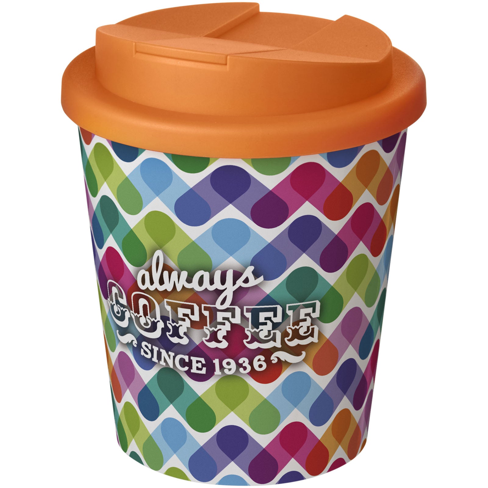 Brite-Americano® Espresso 250 ml Isolierbecher mit auslaufsicherem Schraubverschluss – Weiss und Orange