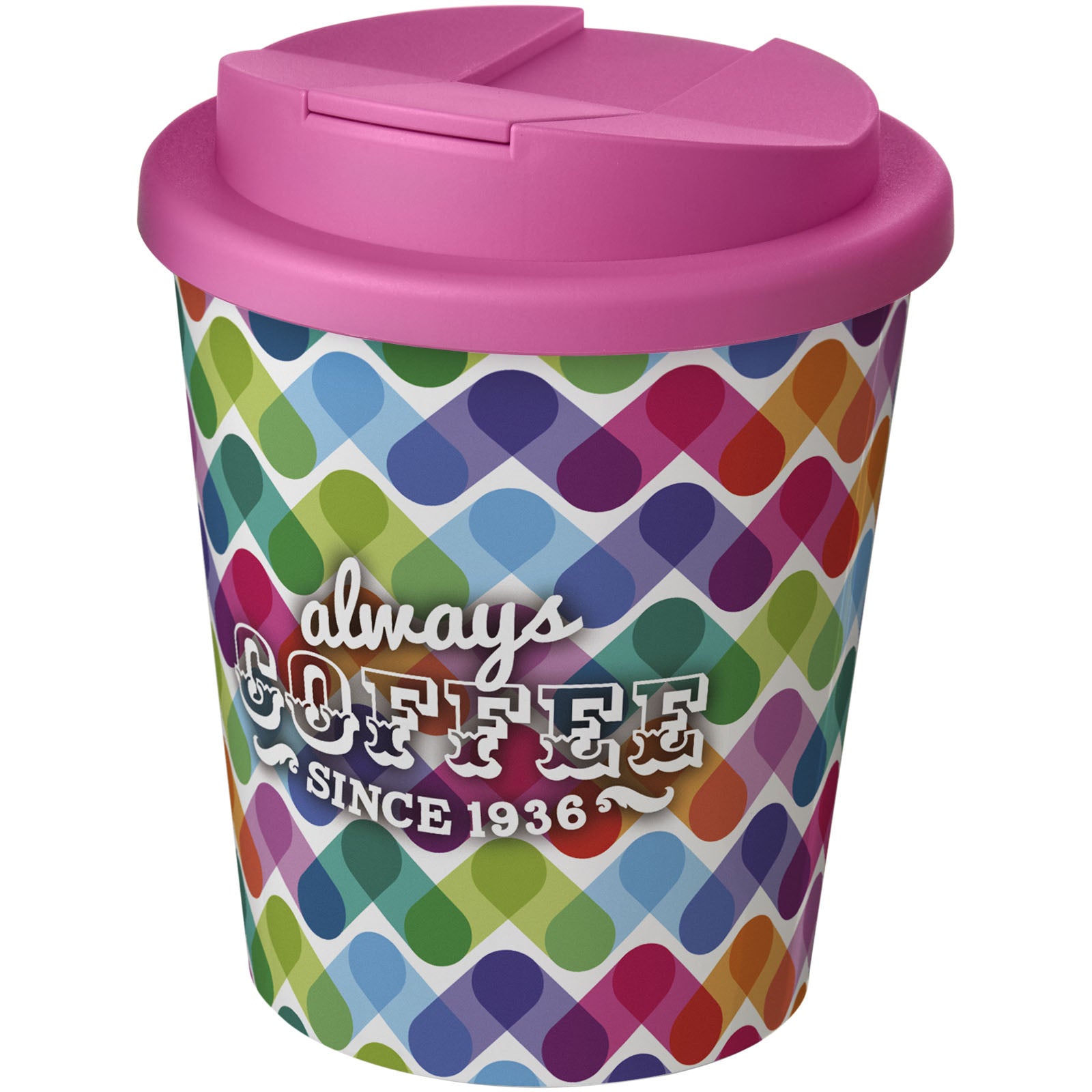 Brite-Americano® Espresso 250 ml Isolierbecher mit auslaufsicherem Schraubverschluss – Weiss und Rosa