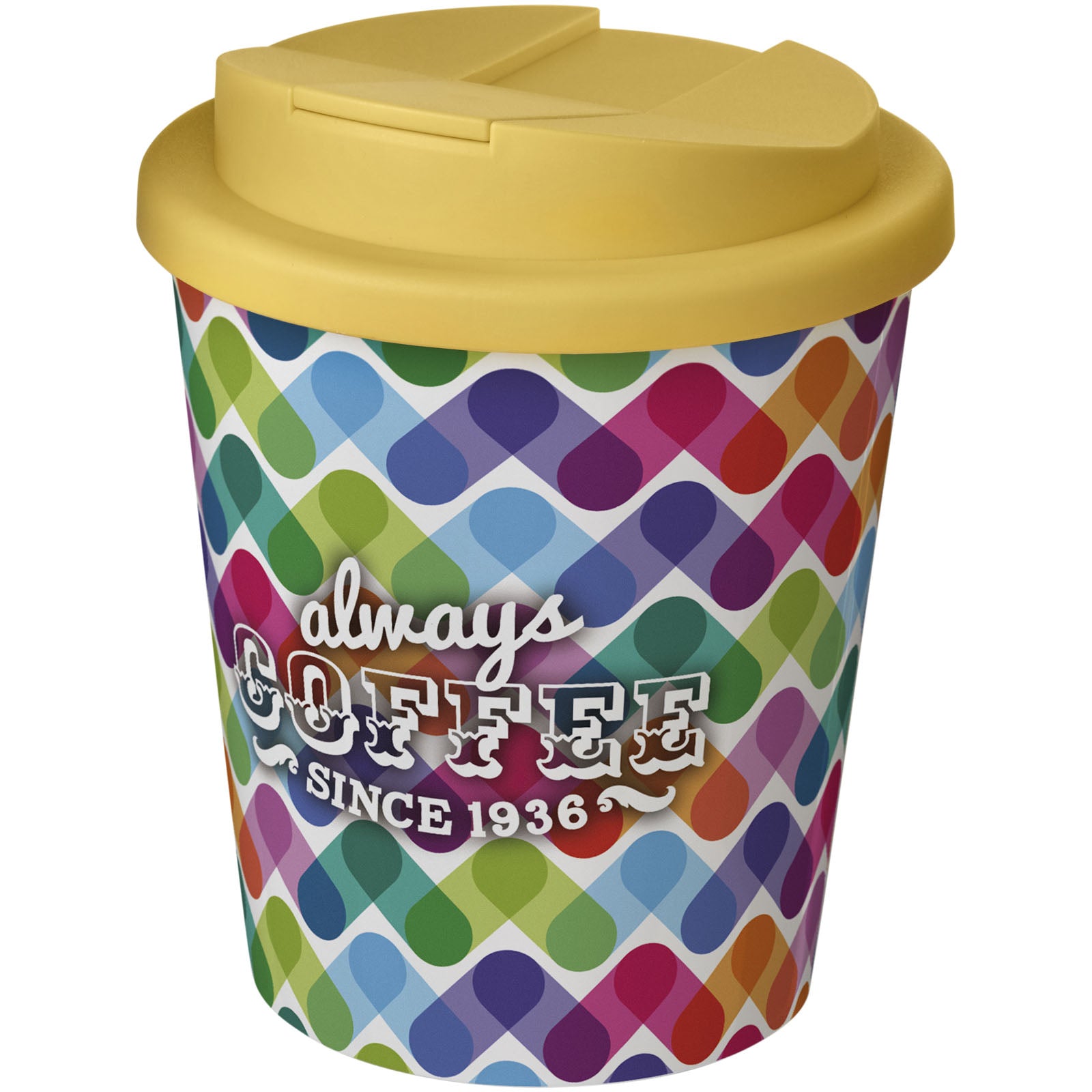 Brite-Americano® Espresso 250 ml Isolierbecher mit auslaufsicherem Schraubverschluss – Weiss und Gelb