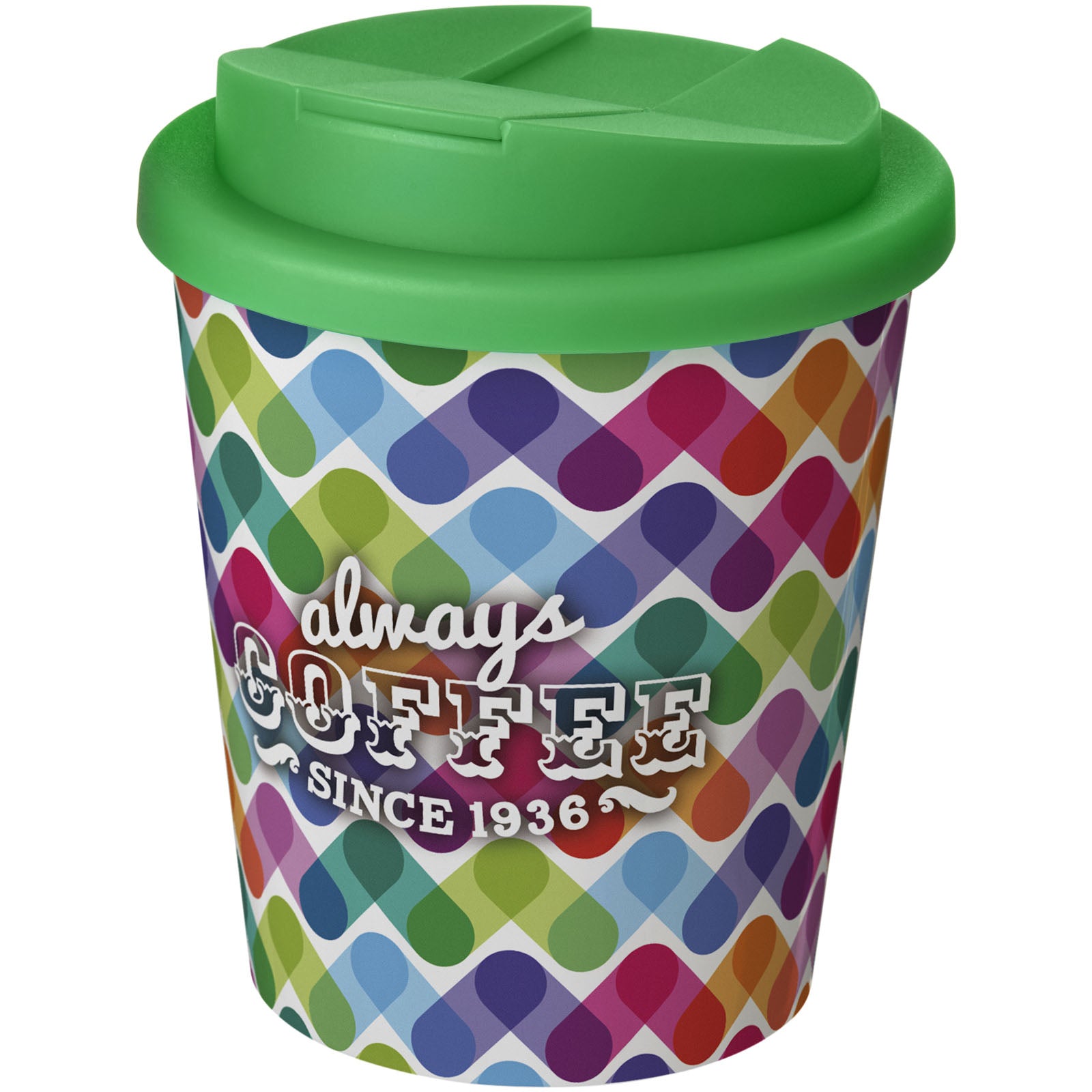 Brite-Americano® Espresso 250 ml Isolierbecher mit auslaufsicherem Schraubverschluss – Weiss und Grün