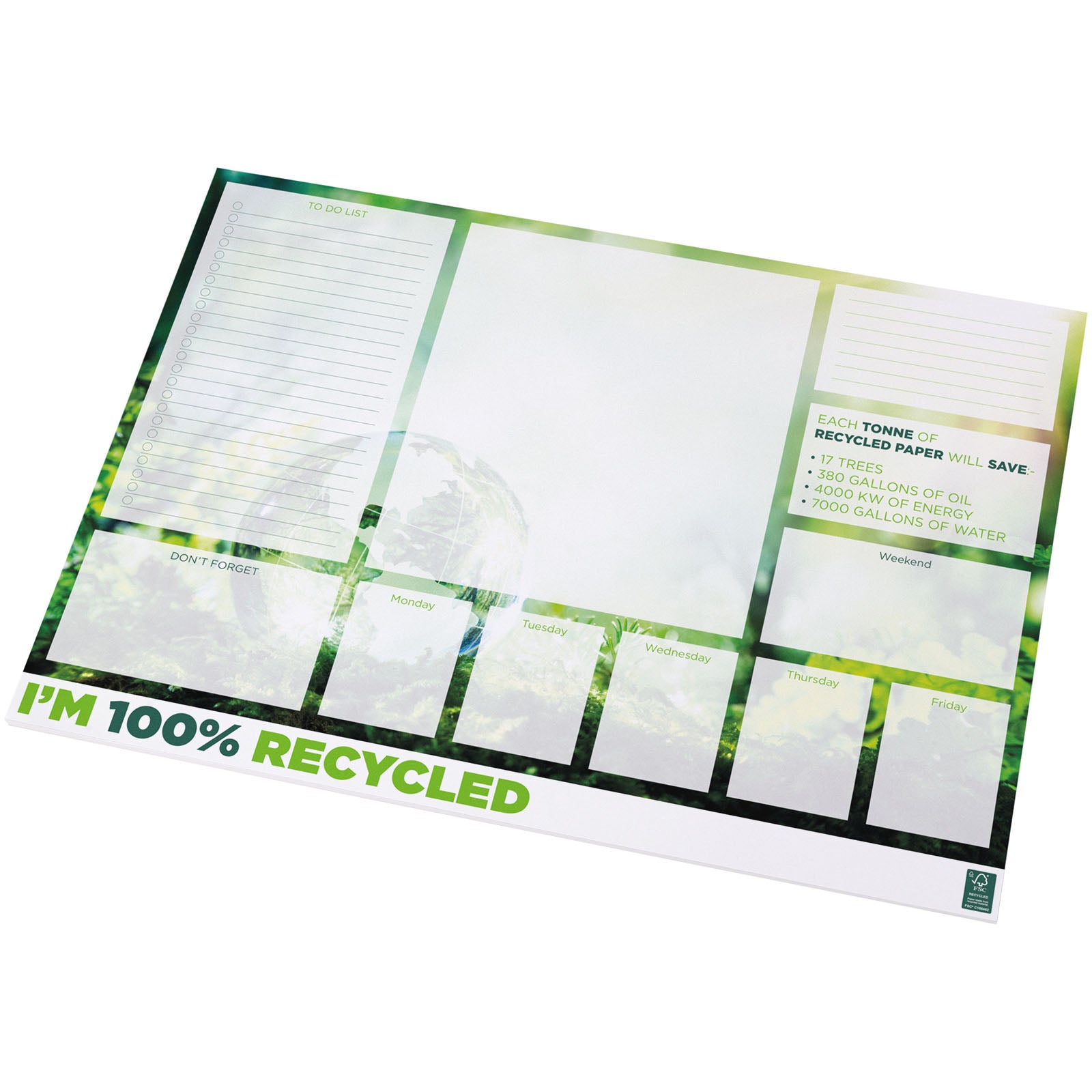 Desk-Mate® A2 recycelter Notizblock – Weiss – 100 Seiten
