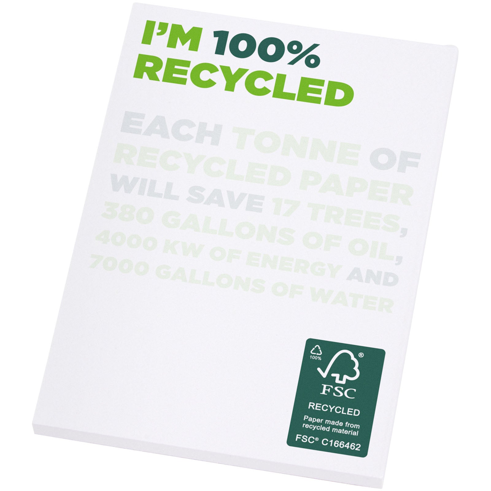 Desk-Mate® A7 recycelter Notizblock – Weiss – 100 Seiten