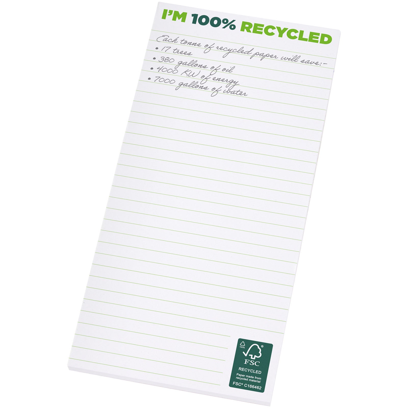 Desk-Mate® 1/3 A4 recyclelter Notizblock – Weiss – 100 Seiten