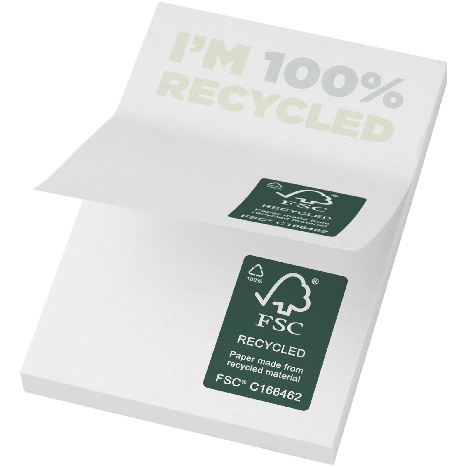 Sticky-Mate® recycelte Haftnotizen 50 x 75 mm – Weiss – 100 Seiten