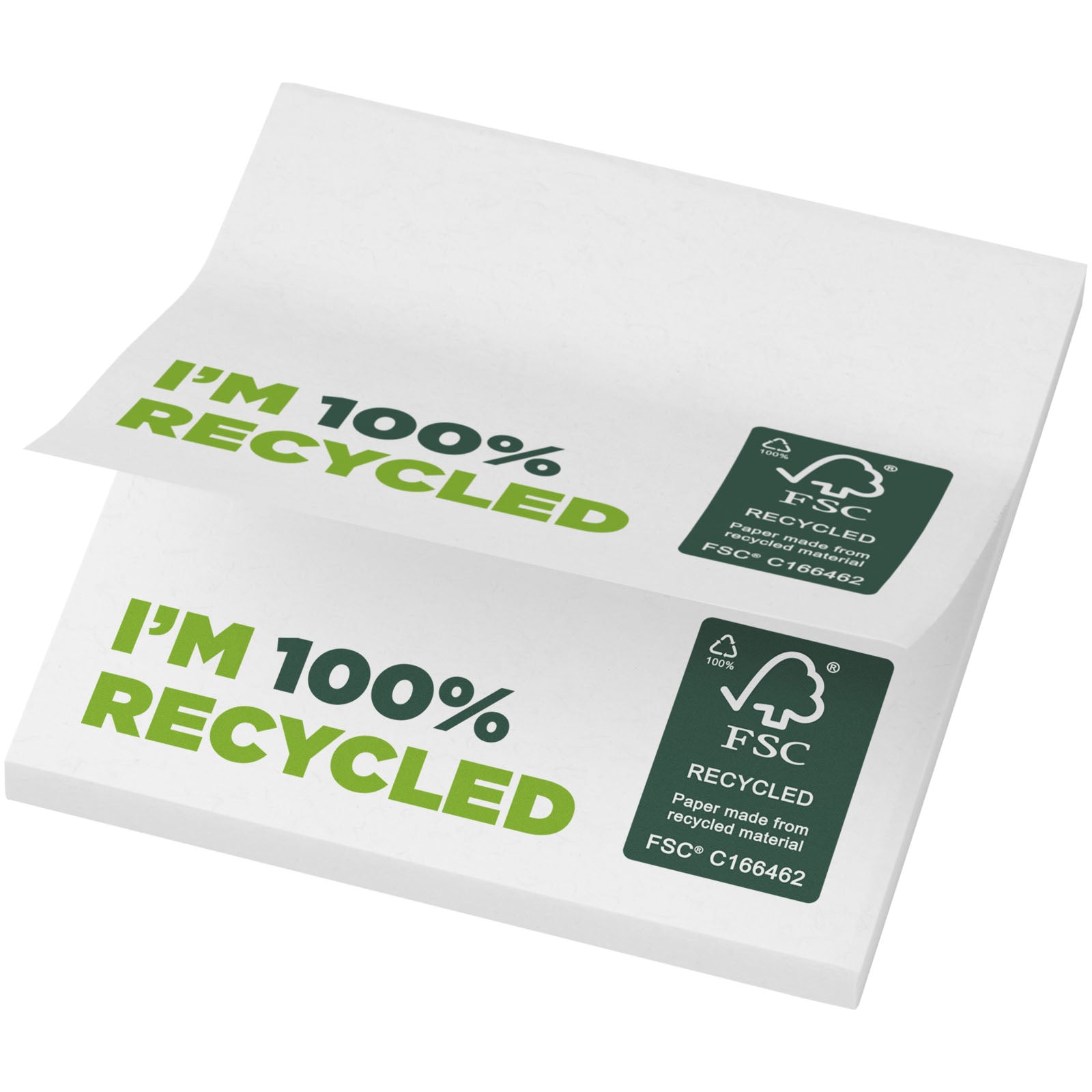Sticky-Mate® recycelte Haftnotizen 75 x 75 mm – Weiss – 100 Seiten