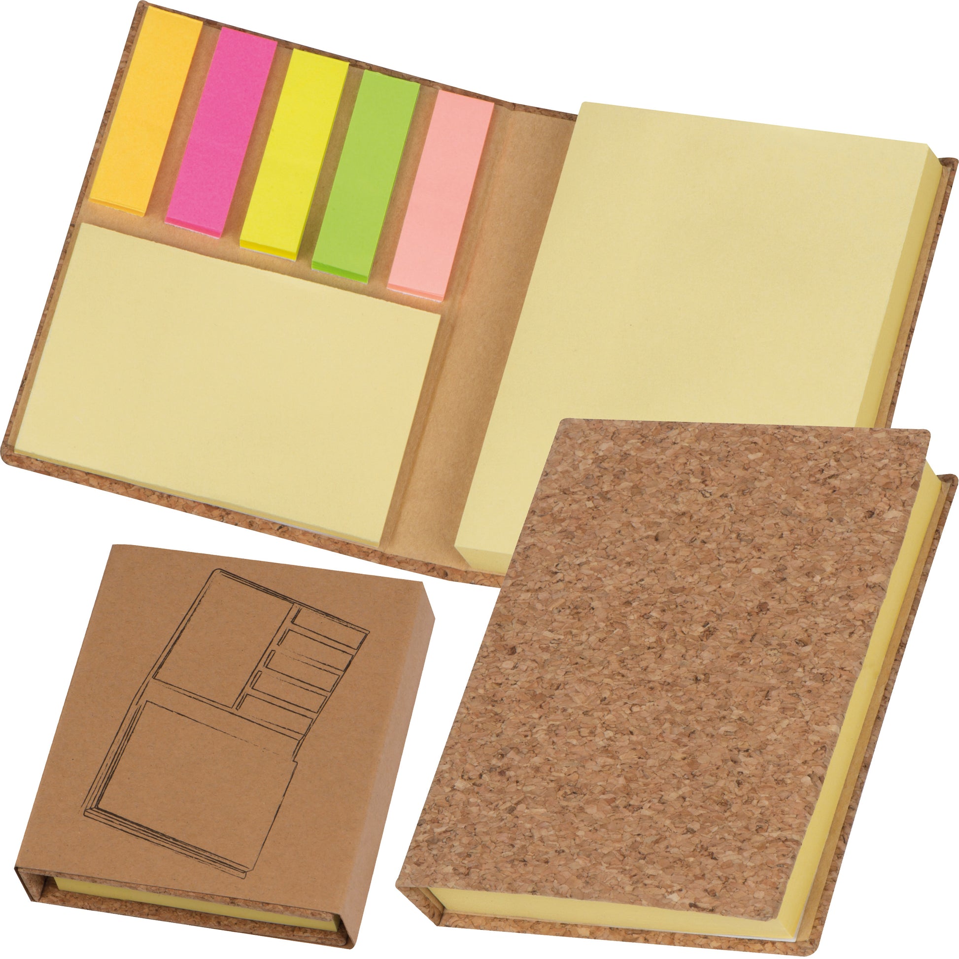 Haftmarker- und Haftnotizbuch mit Korkcover LORETTA