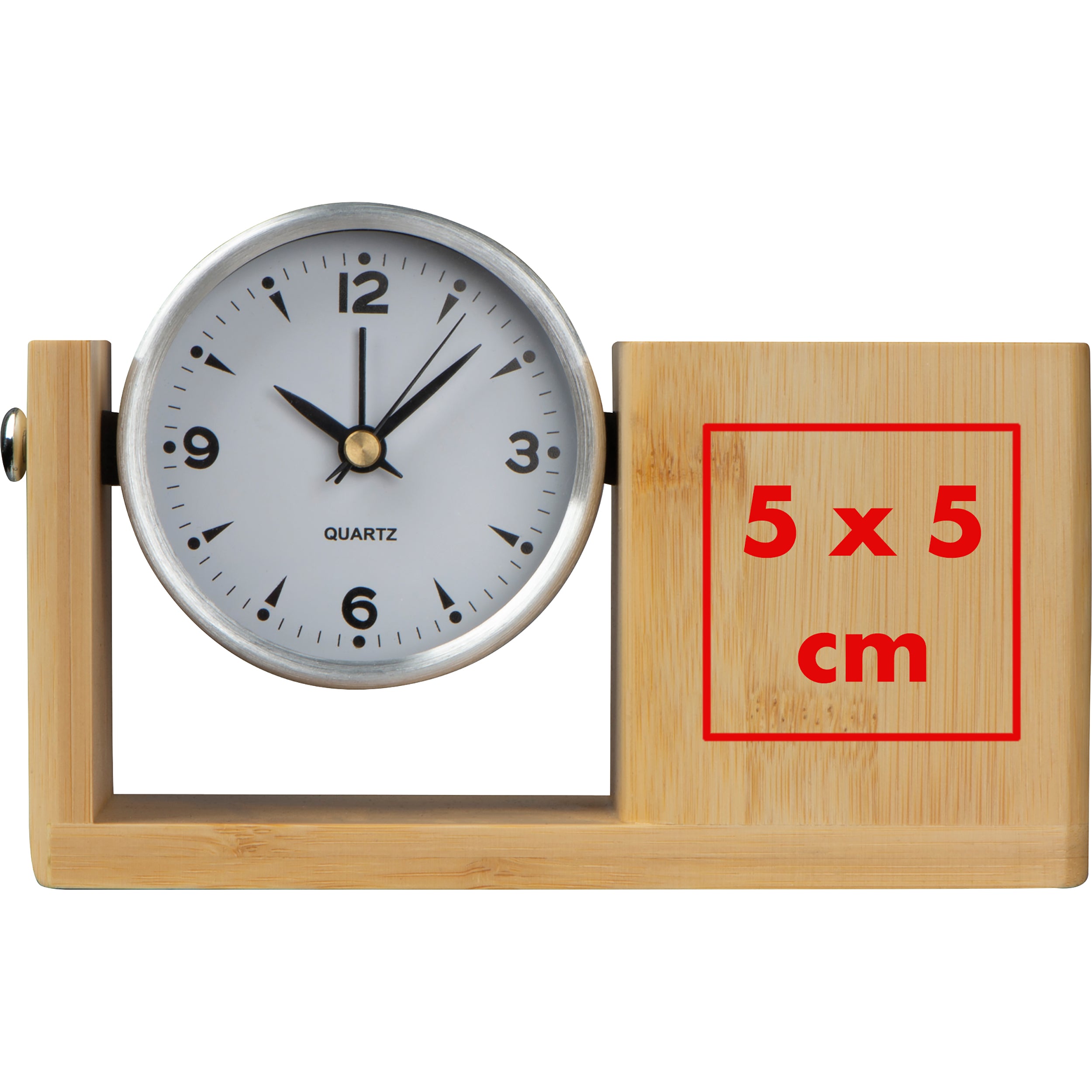 Stifteköcher aus Bambus mit analoger Uhr VERNON