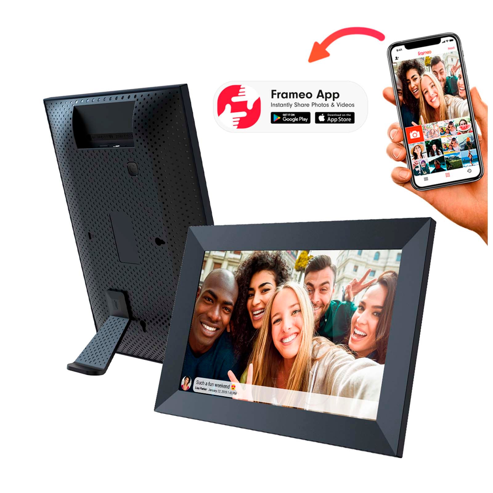 Prixton Prado 10" Frameo digitaler WLAN Fotorahmen – Schwarz