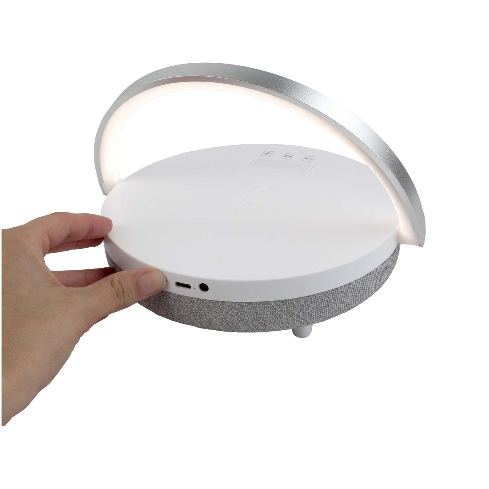 Prixton 10W 4-in-1 Bluetooth®-Lautsprecher mit LED-Licht und kabelloser Ladestation