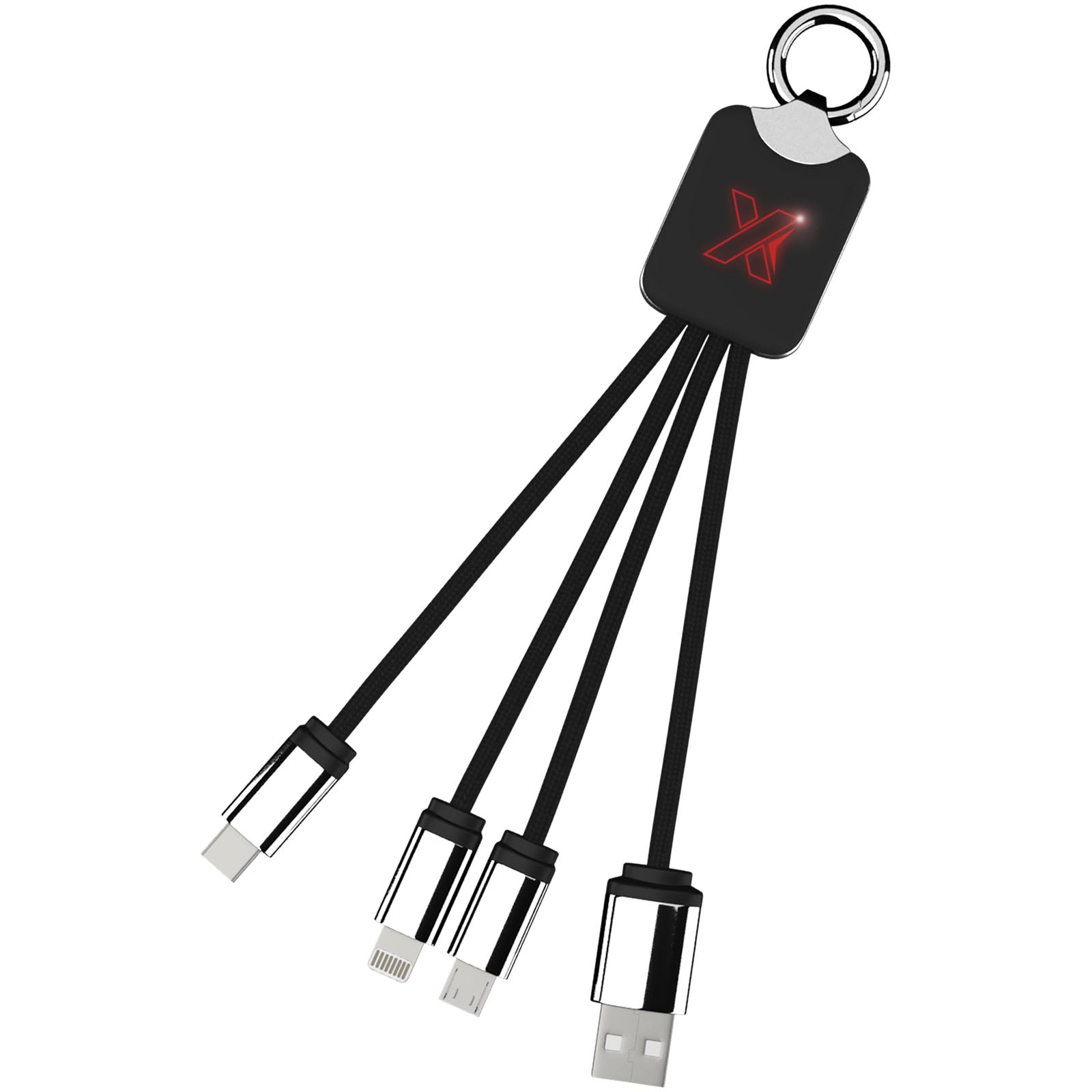 SCX.design C15 Quatro Ladekabel mit Leuchtlogo – Rot und Schwarz