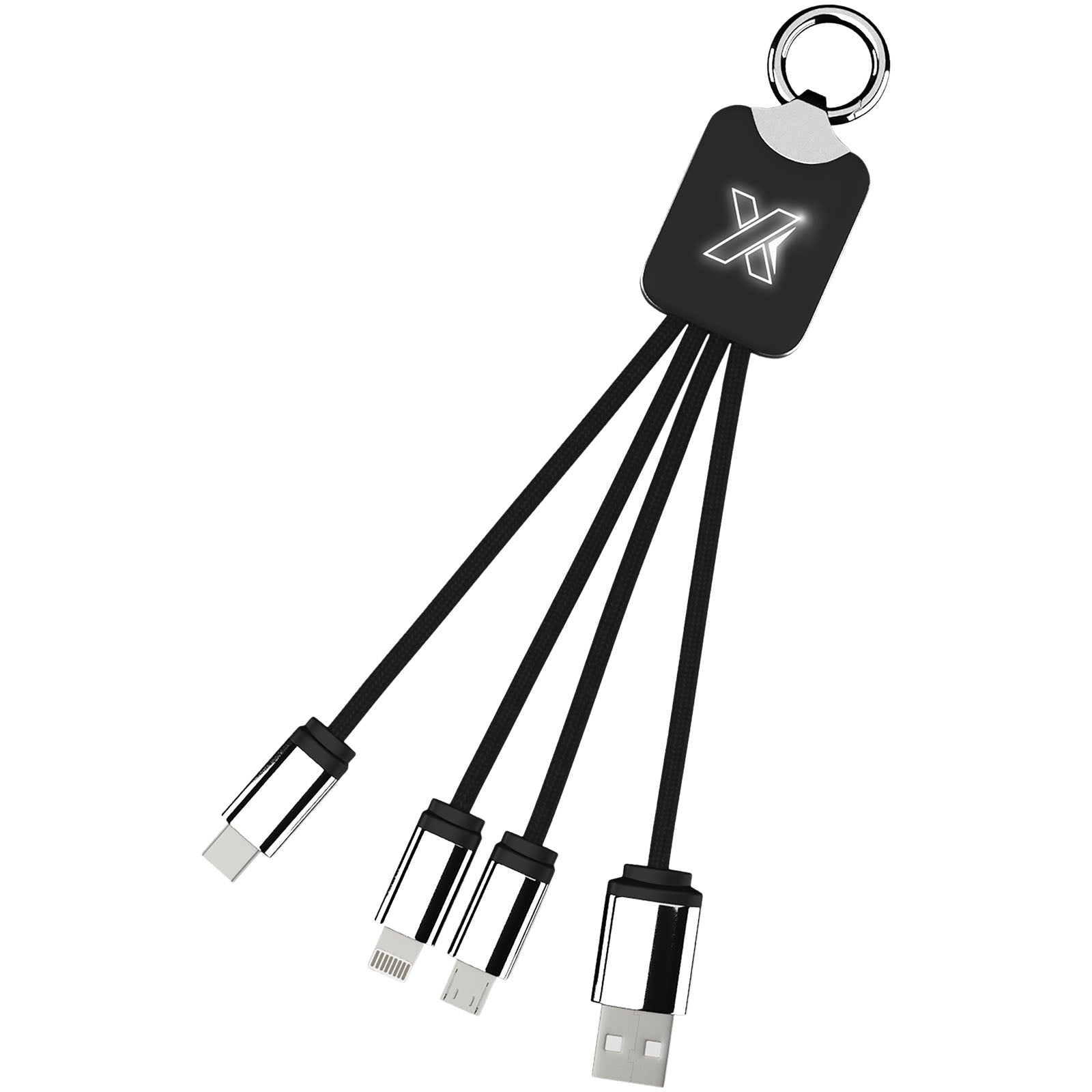 SCX.design C15 Quatro Ladekabel mit Leuchtlogo – Schwarz und Weiss
