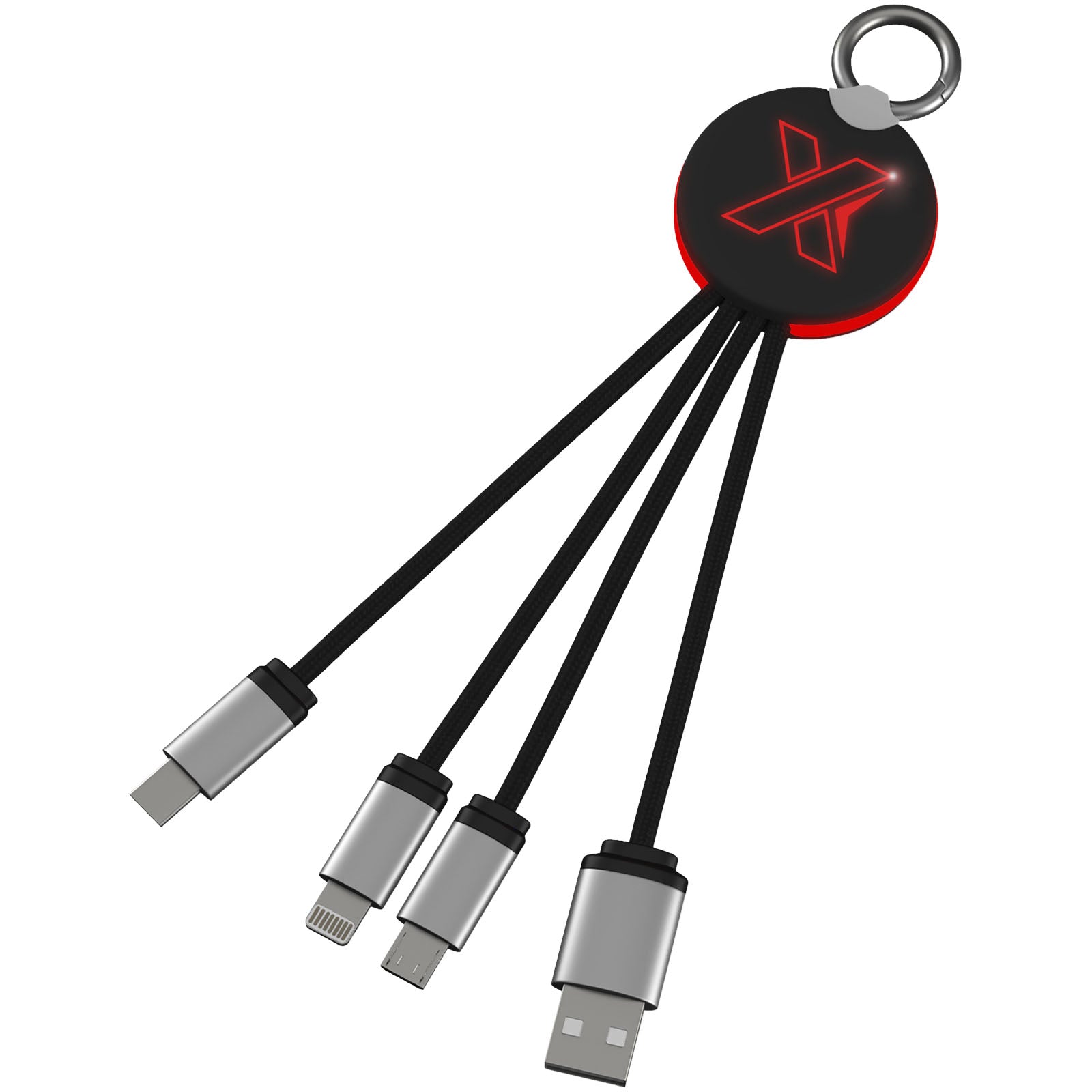 SCX.design C16 Kabel mit Leuchtlogo – Rot und Schwarz