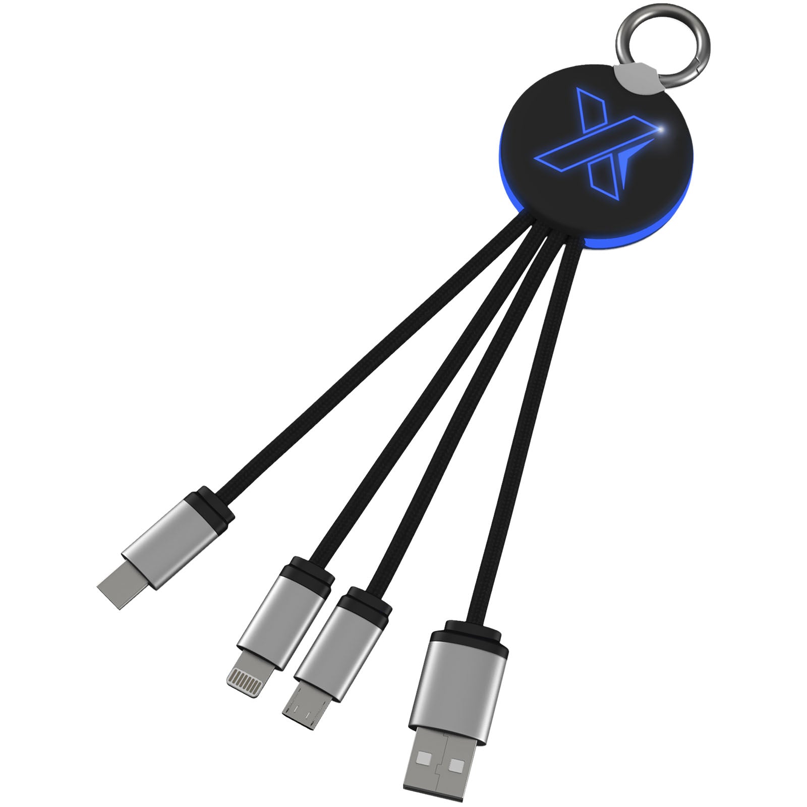 SCX.design C16 Kabel mit Leuchtlogo – Blau und Schwarz