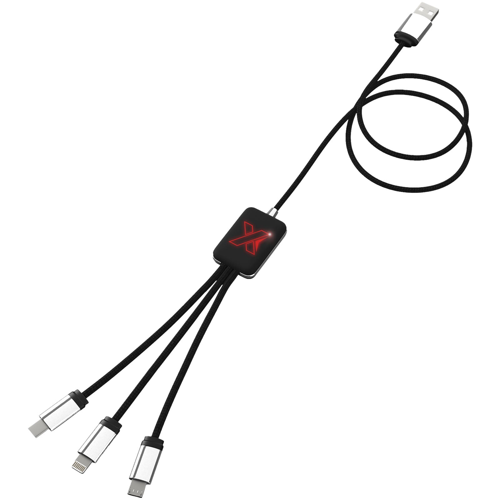 SCX.design C17 Easy to Use Ladekabel mit Leuchtlogo – Rot und Schwarz