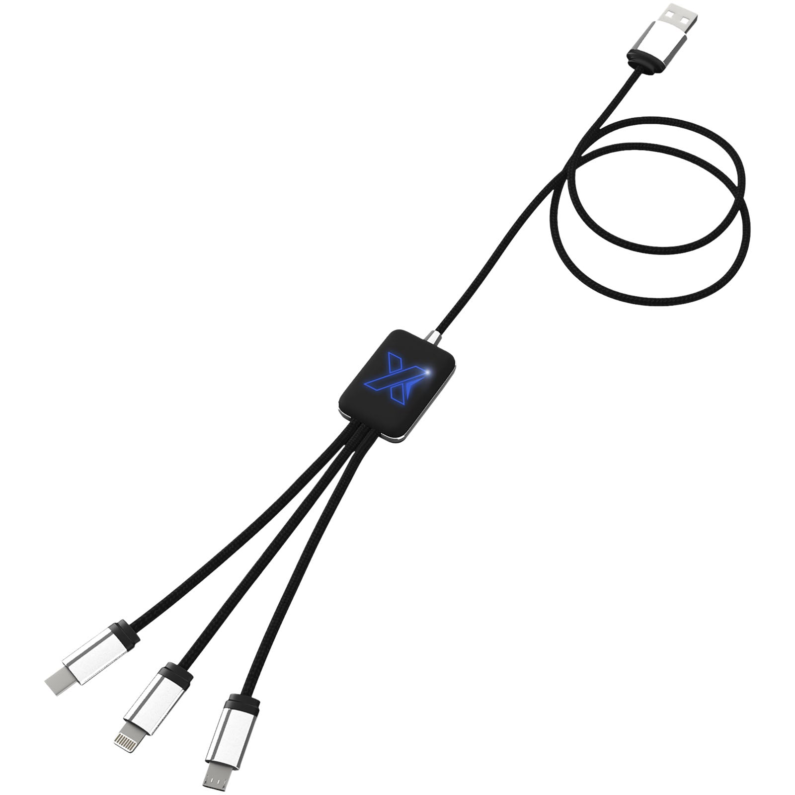 SCX.design C17 Easy to Use Ladekabel mit Leuchtlogo – Blau und Schwarz