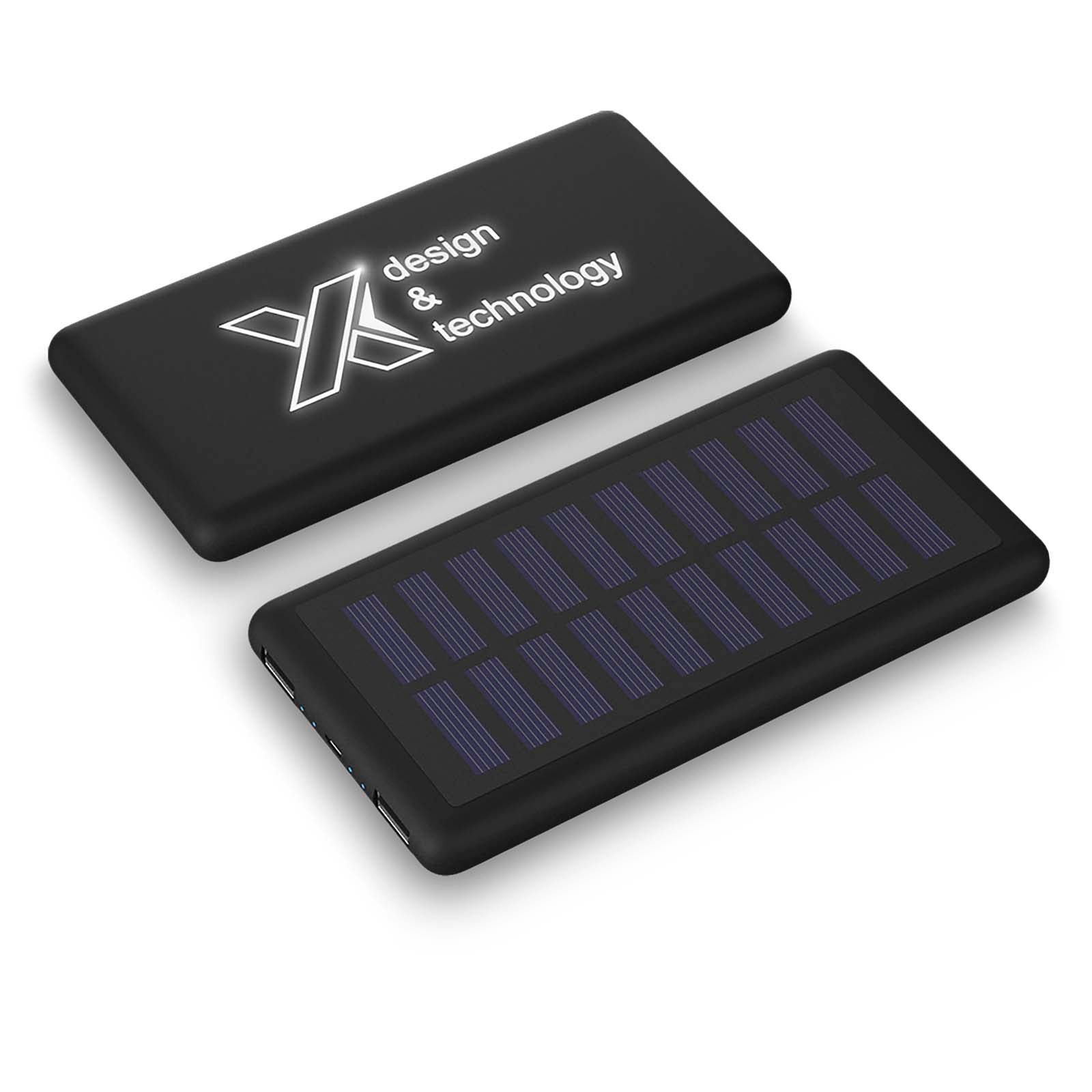 SCX.design P30 8000 mAh Solar Powerbank mit Leuchtlogo – Schwarz