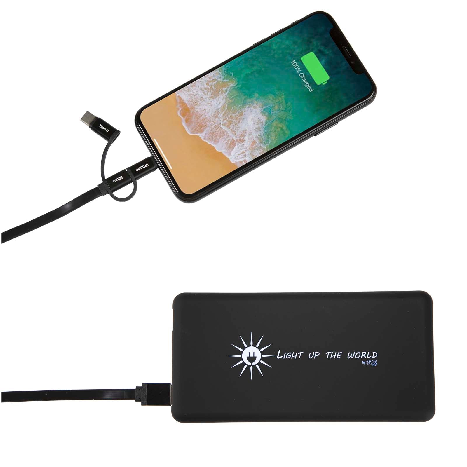 SCX.design P30 8000 mAh Solar Powerbank mit Leuchtlogo