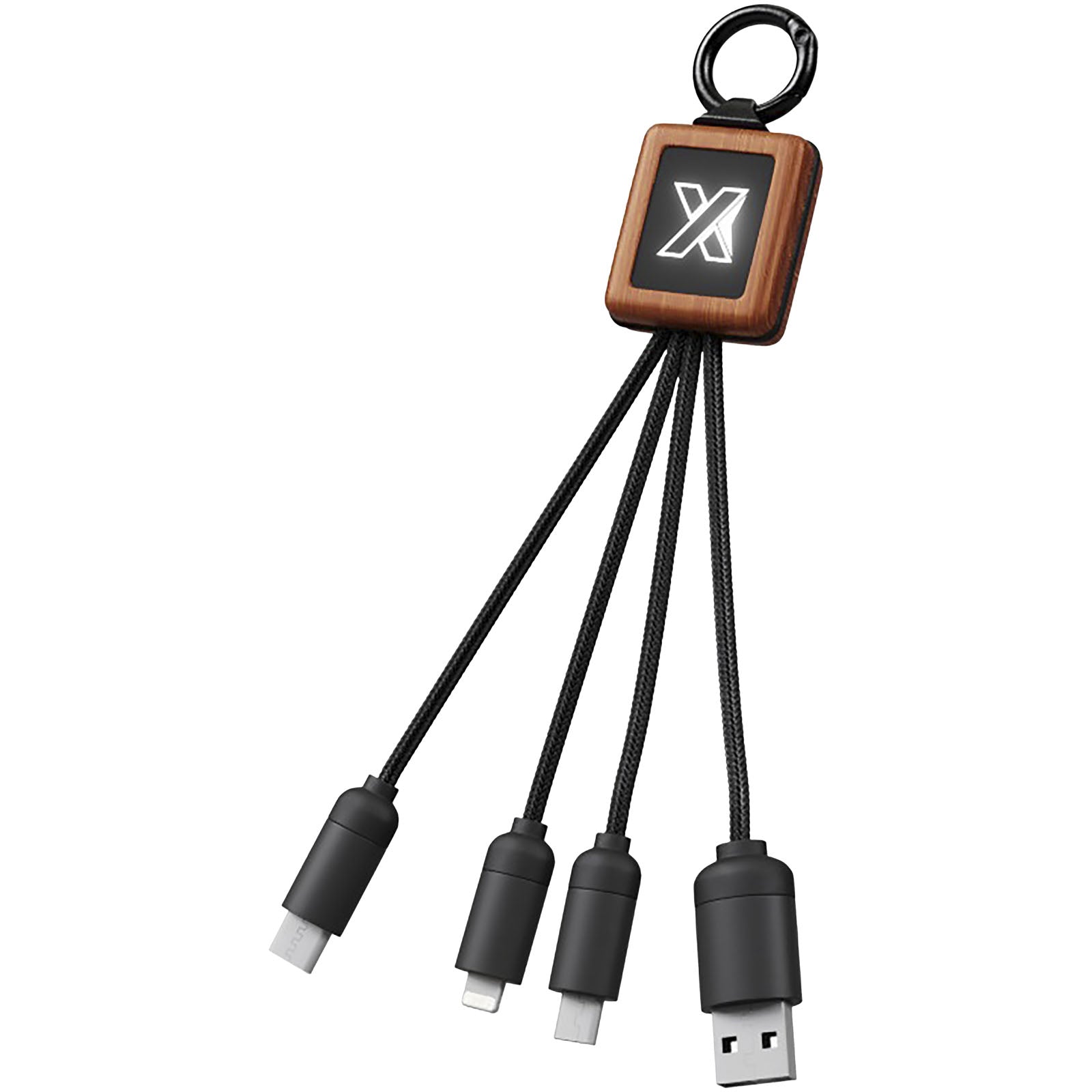SCX.design C19 20W Easy to Use Kabel aus Holz mit Leuchtlogo – Holz und Schwarz