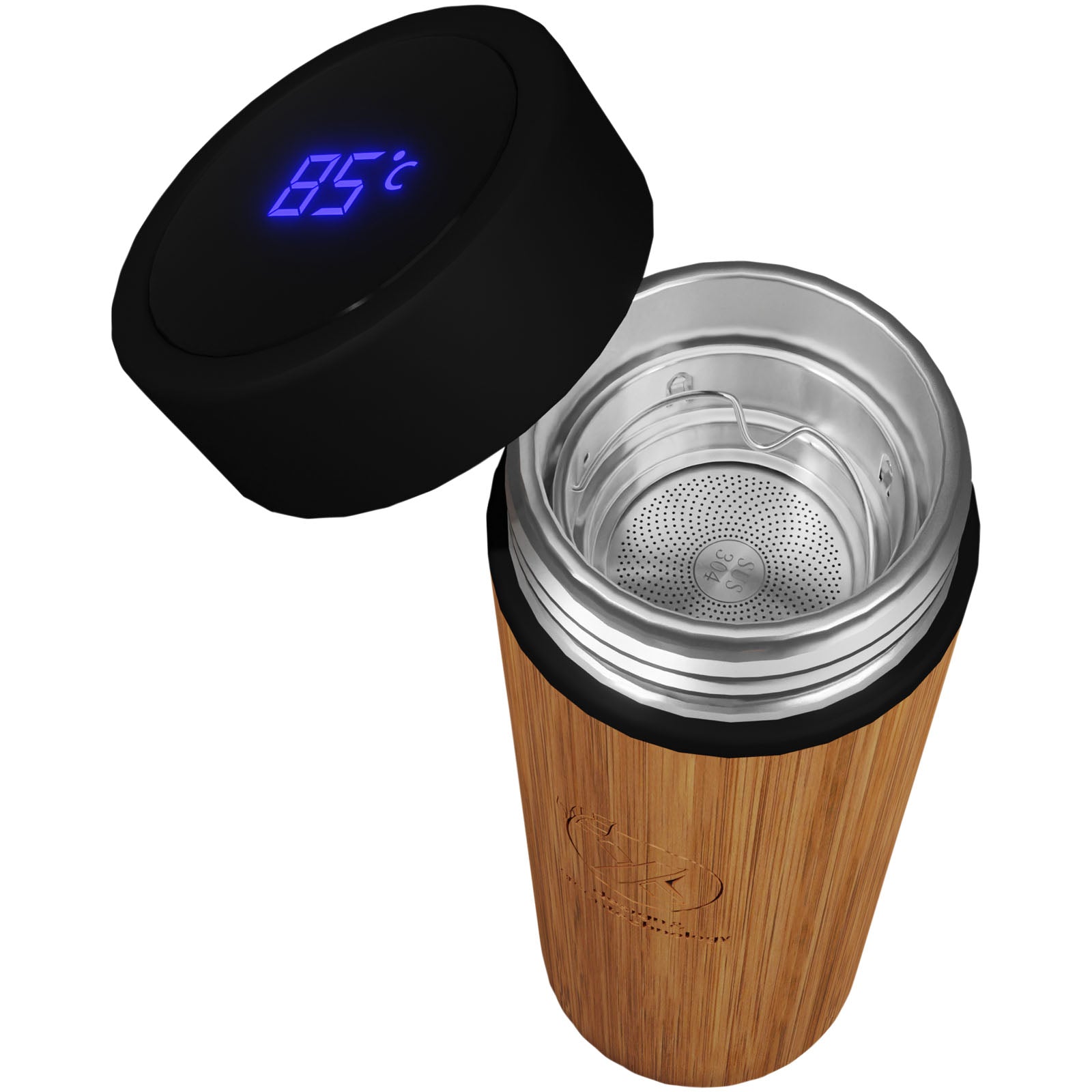 SCX.design D11 500 ml Smart Flasche  aus Bambus mit Leuchtlogo