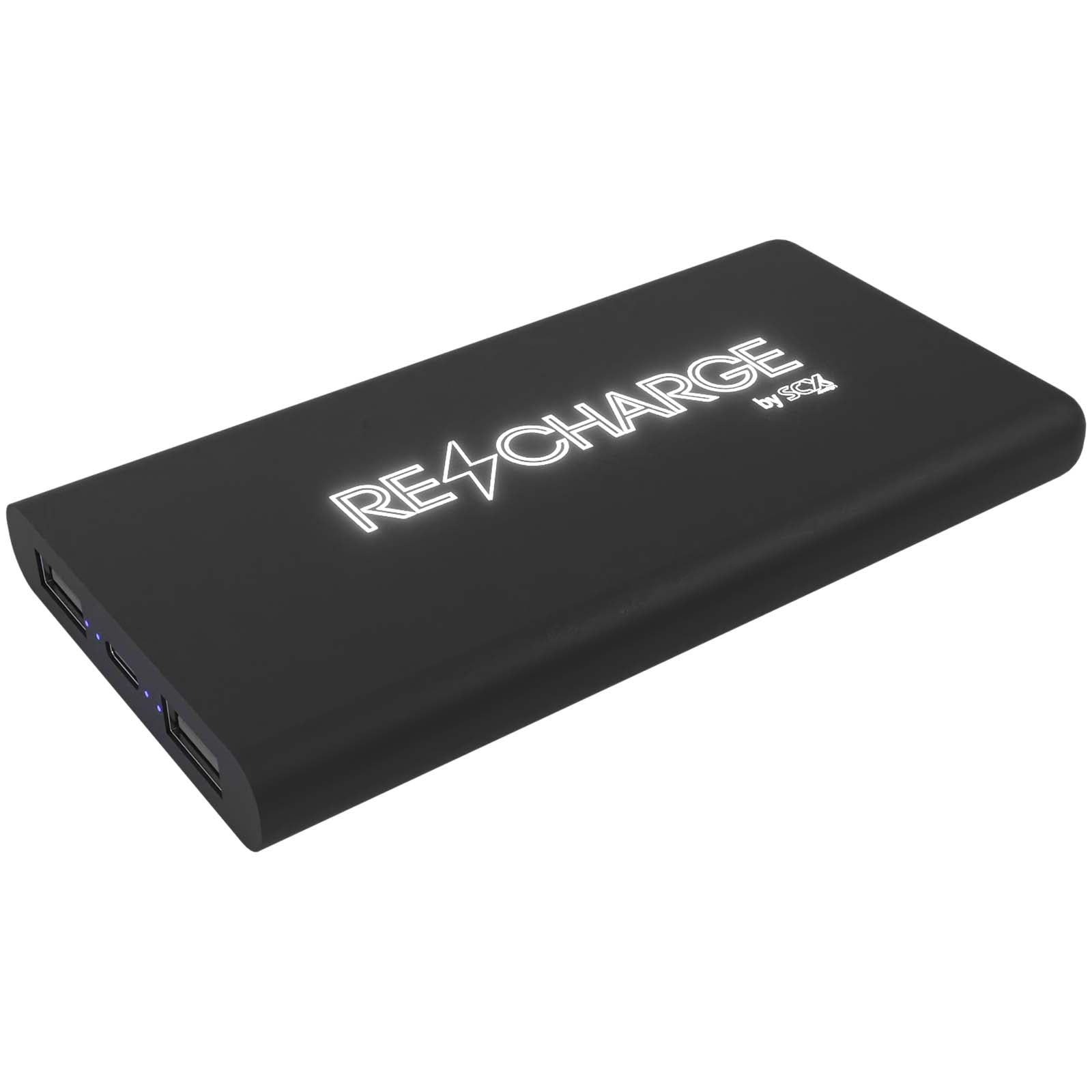 SCX.design P40 10.000 mAh kabellose Powerbank mit Leuchtlogo – Schwarz