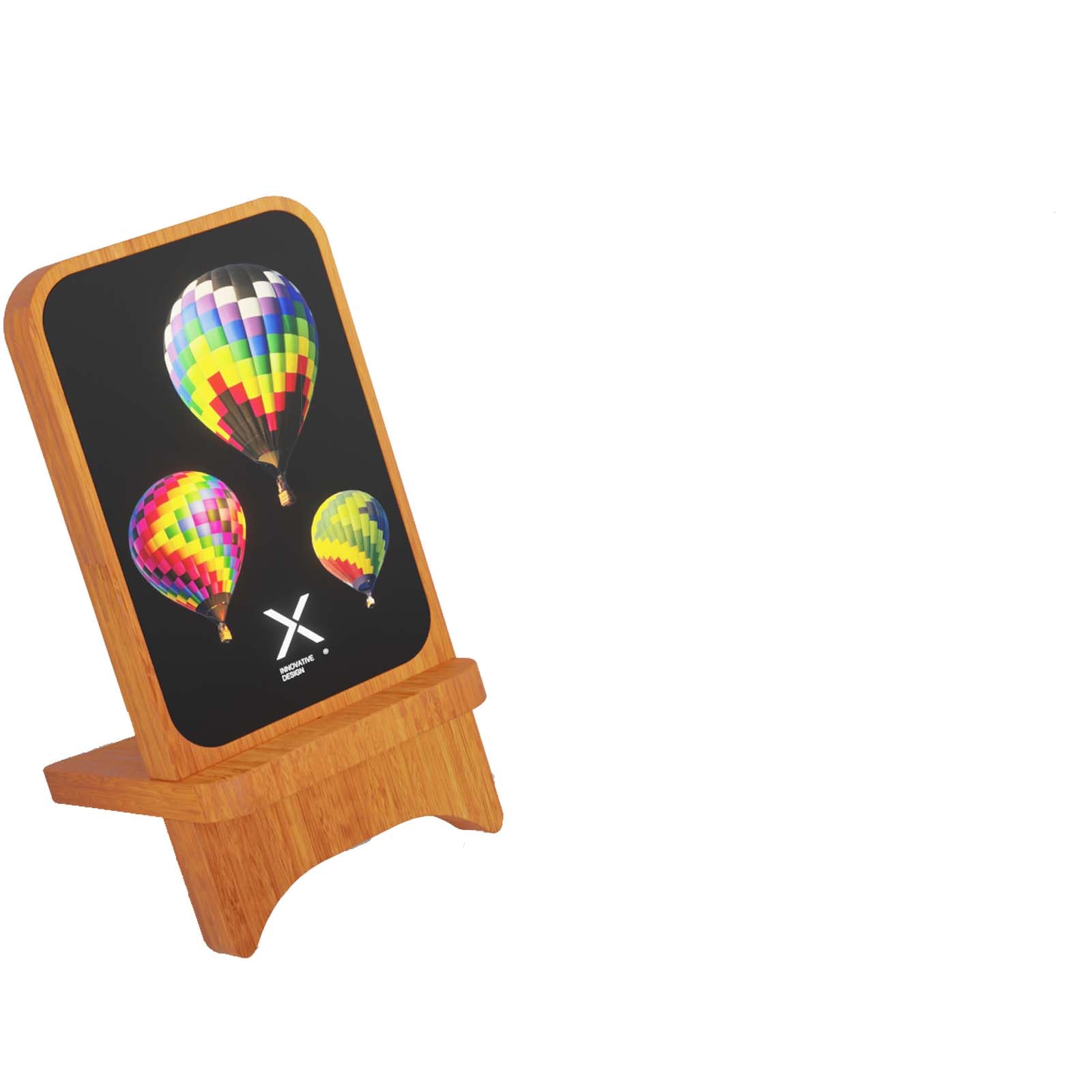 SCX.design W16 kabelloser 15-Watt-Ladeständer aus Holz mit Leuchtlogo – Holz