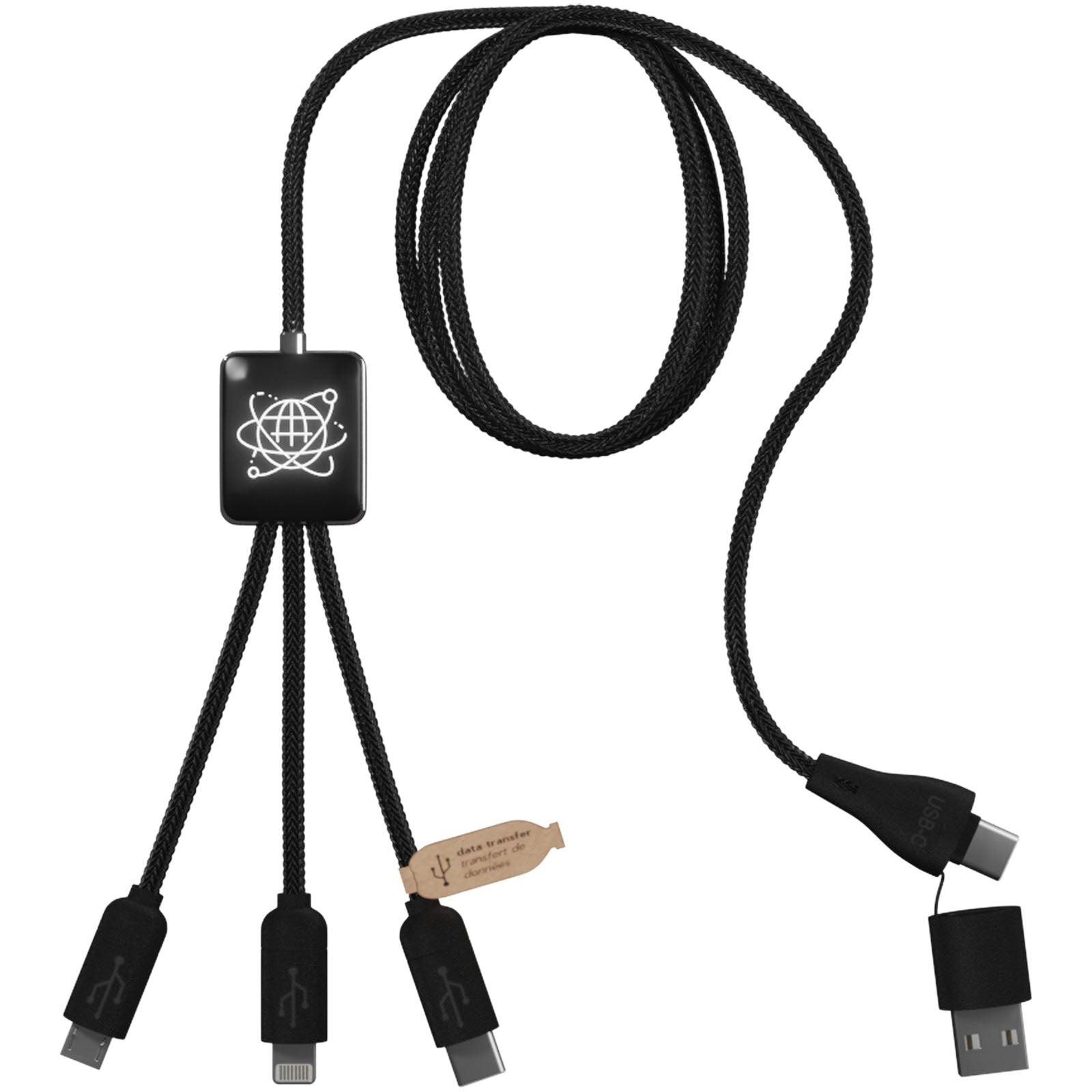 SCX.design C45 5-in-1 rPET-Ladekabel mit Datentransfer – Schwarz