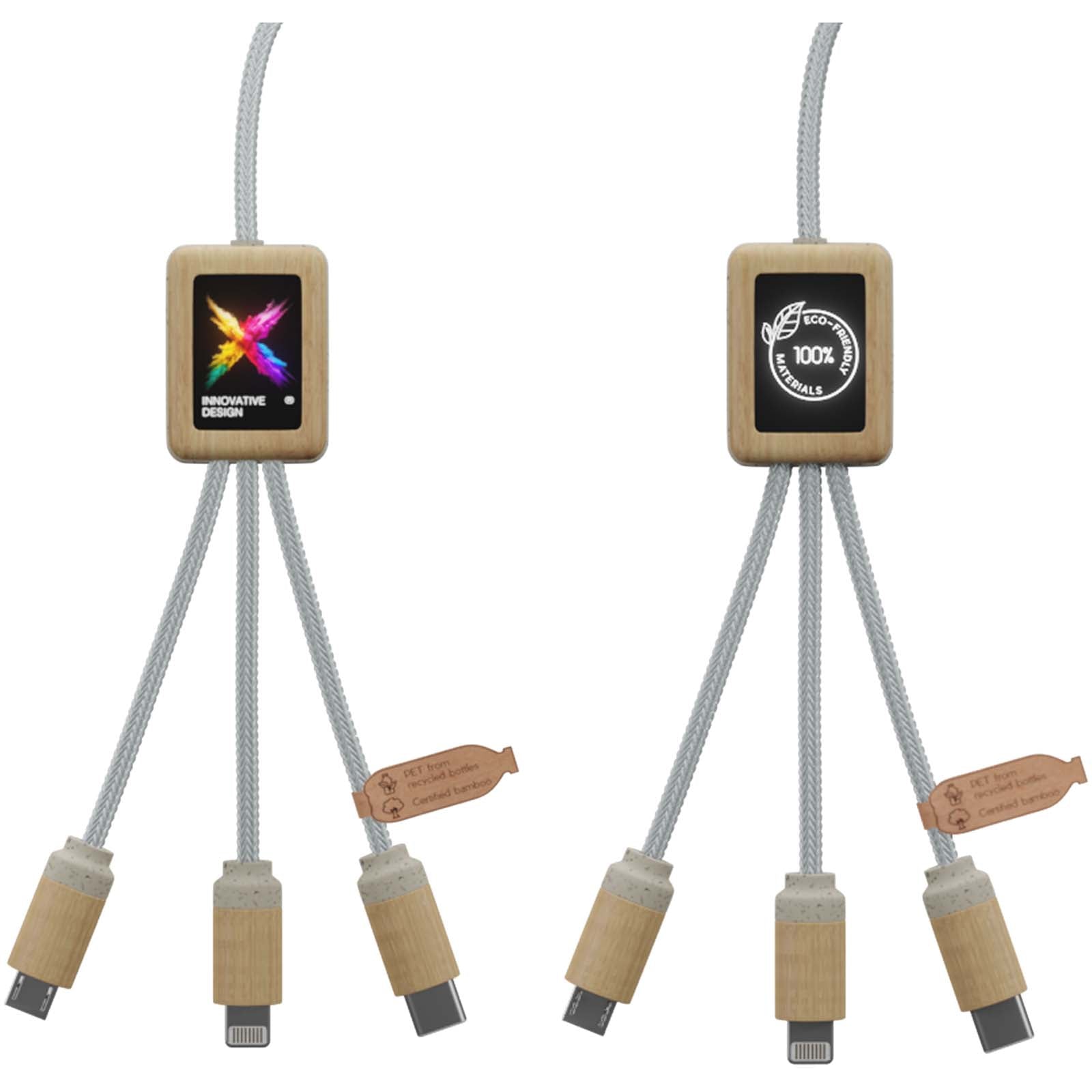 SCX.design C49 5-in-1 Ladekabel mit Leuchtlogo – Hellbraun