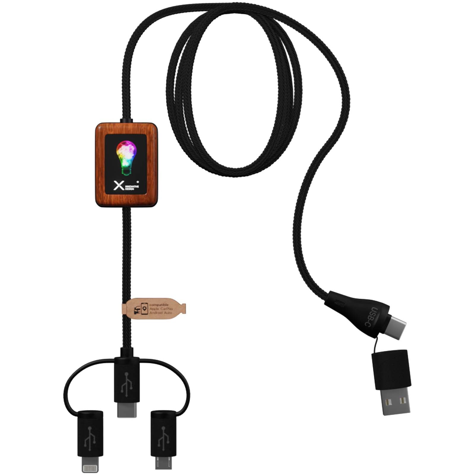 SCX.design C46 5-in-1 CarPlay-Kabel mit Leuchtlogo