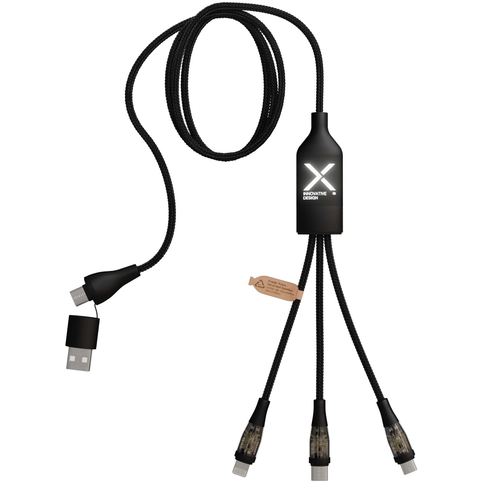 SCX.design C50 100 W/5 A 5-in-1 Schnellladekabel mit Digitalanzeige – Schwarz
