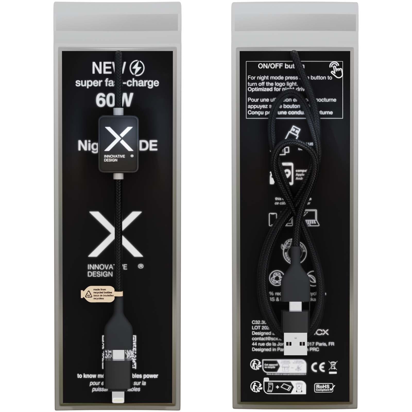 SCX.design C32 60W Ladekabel mit Schalter und Leuchtlogo