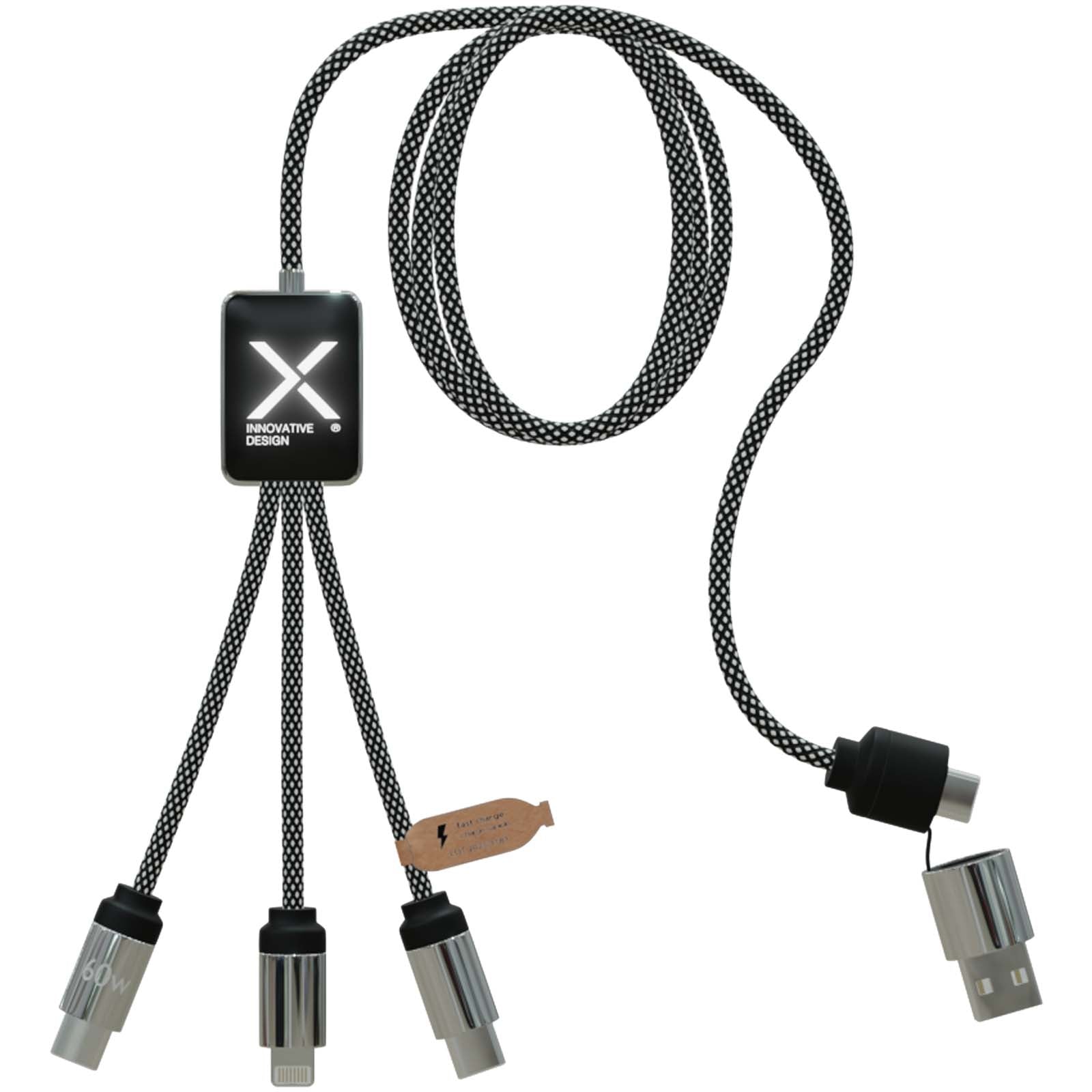 SCX.design C33 60W Typ C Ladekabel mit doppeltem Leuchtlogo – Heather Schwarz