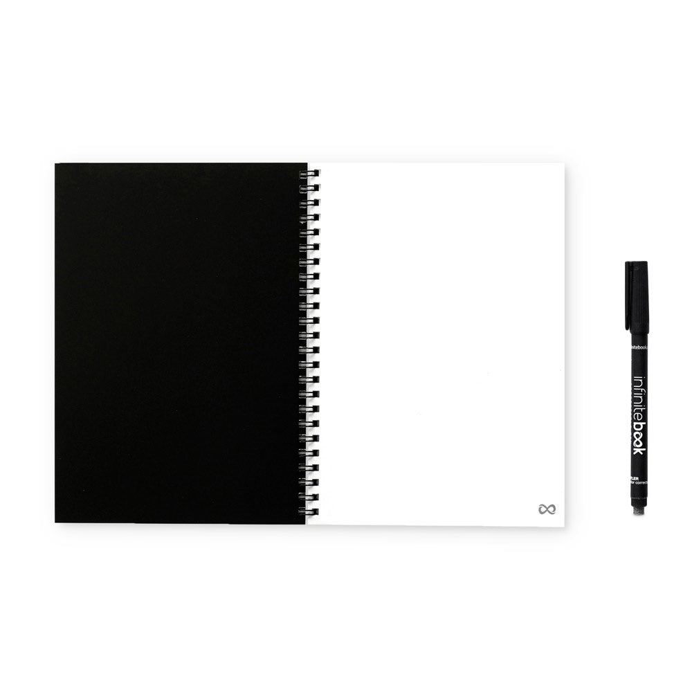INFINITEBOOK PLAIN A5. "Infinitebook" mit flexiblem Einband und 15 unlinierten Whiteboard Seiten – zusätzliche Ansicht