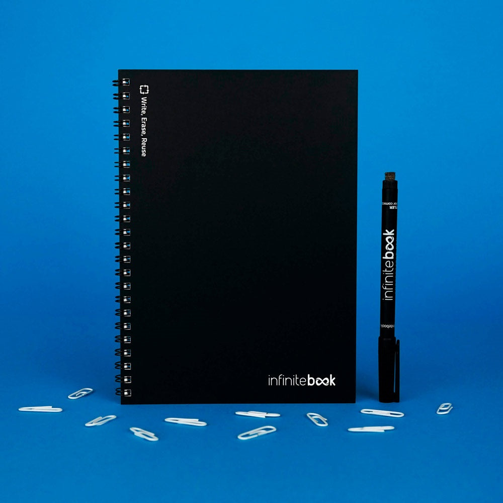 INFINITEBOOK PLAIN A5. "Infinitebook" mit flexiblem Einband und 15 unlinierten Whiteboard Seiten – zusätzliche Ansicht