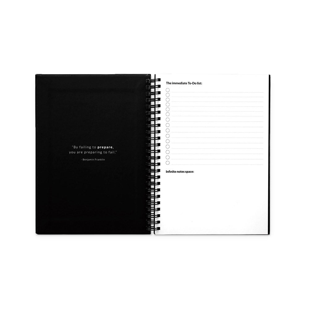 STARTER KIT INFINITE PLANNER A5. Set bestehend aus einem "Infinity Tagebuch", Reinigungsset, Marker und Markerhalter – zusätzliche Ansicht