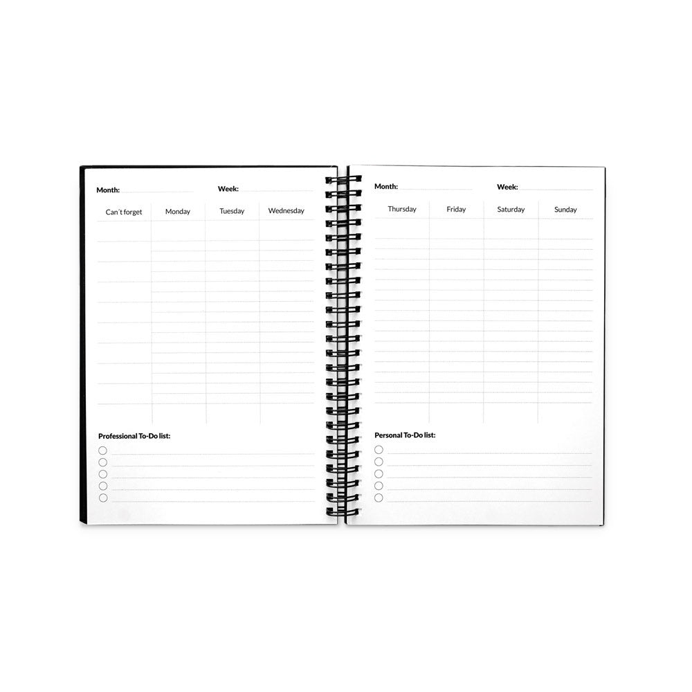 STARTER KIT INFINITE PLANNER A5. Set bestehend aus einem "Infinity Tagebuch", Reinigungsset, Marker und Markerhalter – zusätzliche Ansicht