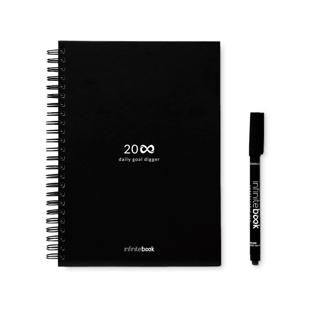 STARTER KIT INFINITE PLANNER A5. Set bestehend aus einem "Infinity Tagebuch", Reinigungsset, Marker und Markerhalter – zusätzliche Ansicht