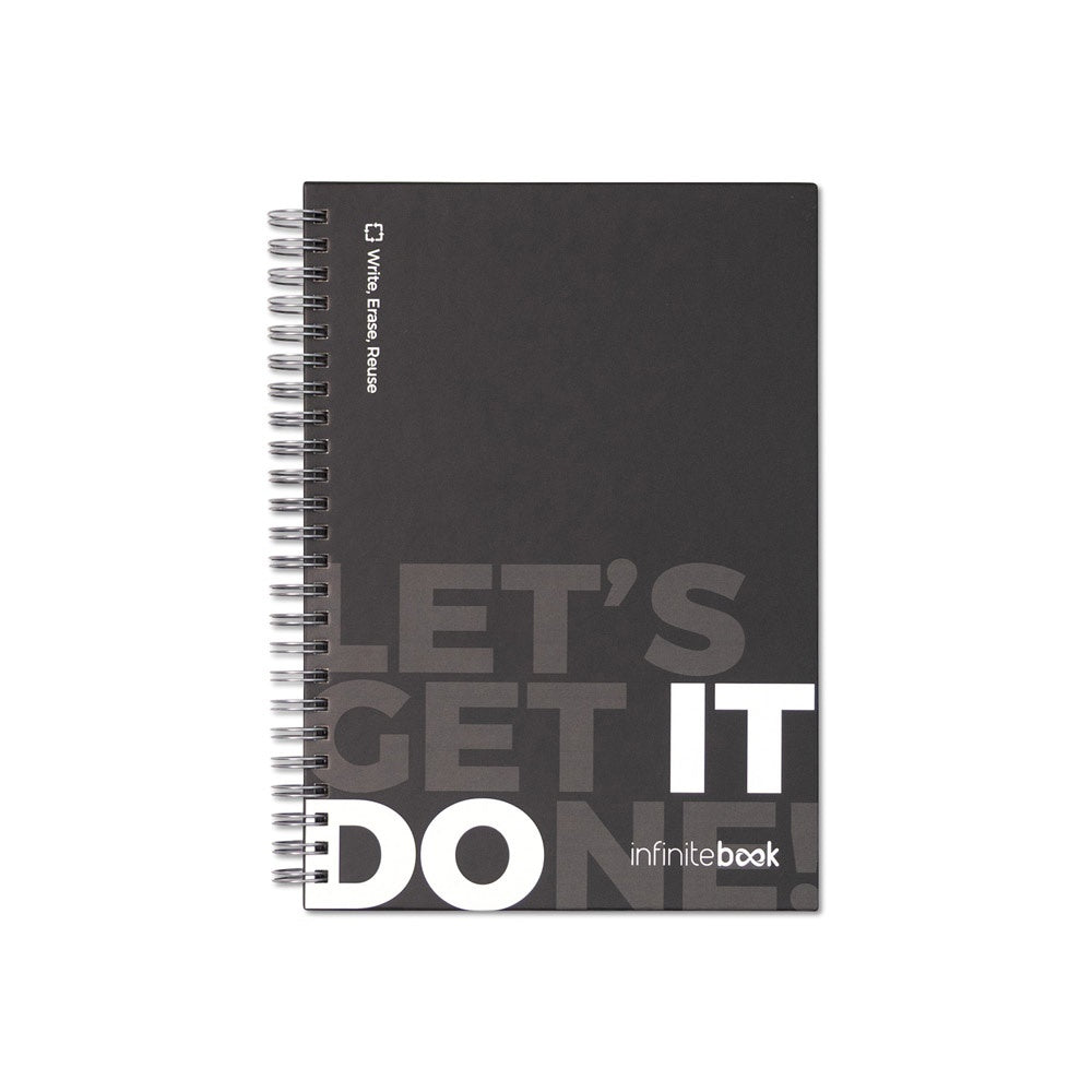 STARTER KIT INFINITEBOOK. Set bestehend aus einem Infinitebook mit Hardcover, einem Reinigungsset, einem Marker und einem Kugelschreiberhalter – zusätzliche Ansicht