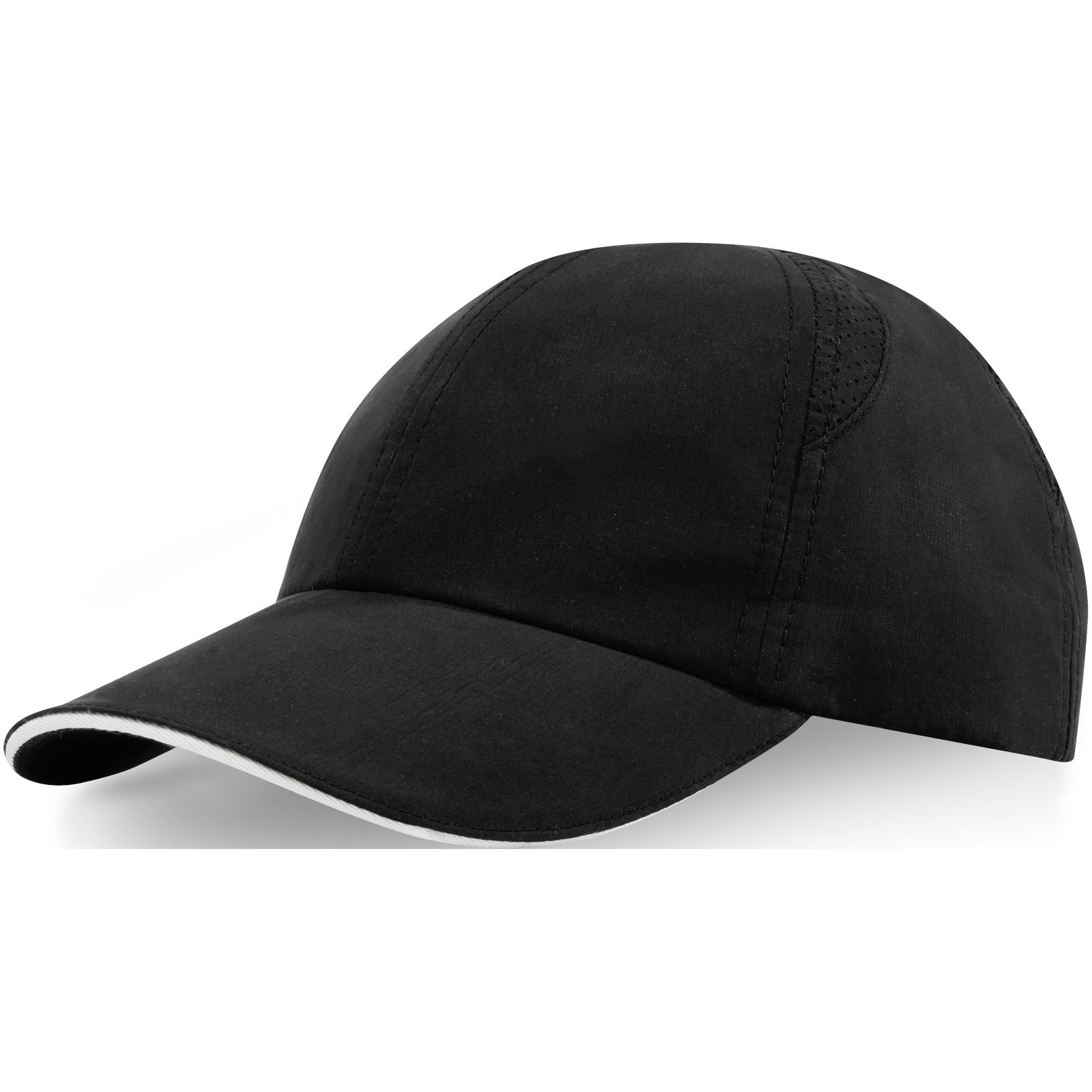 Morion 110 g/m² GRS recycelte Cool Fit Kappe mit sechs Segmenten – Schwarz